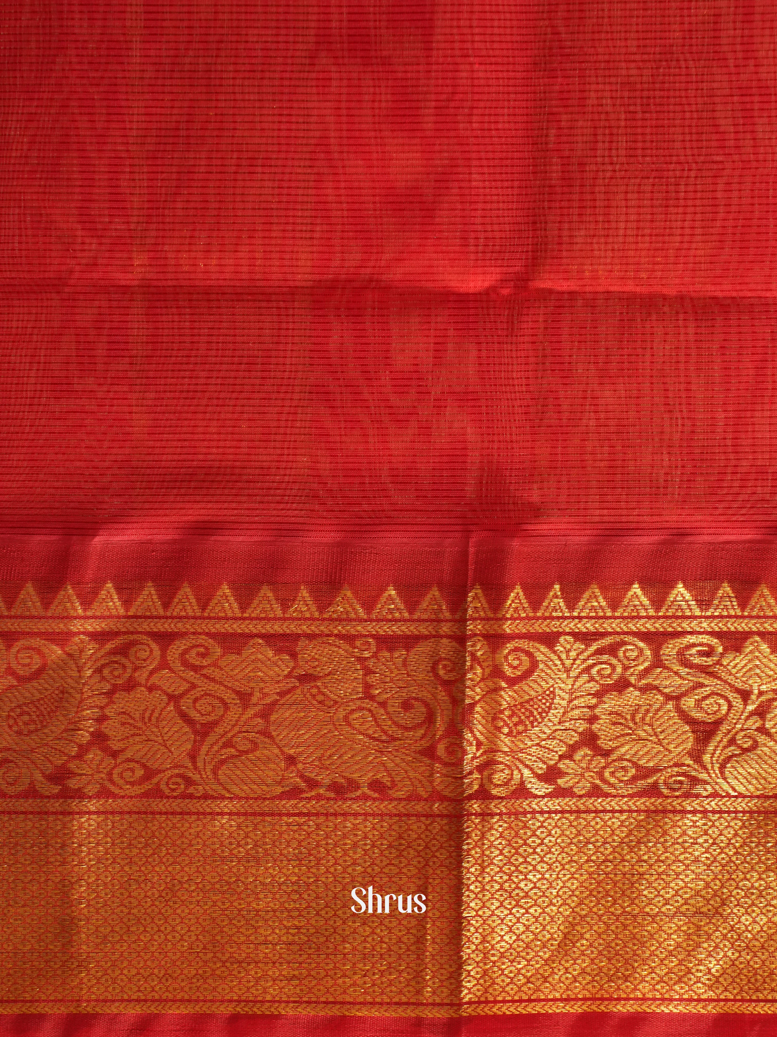 Cream & Red - Silk Cotton Saree - Shop on ShrusEternity.com