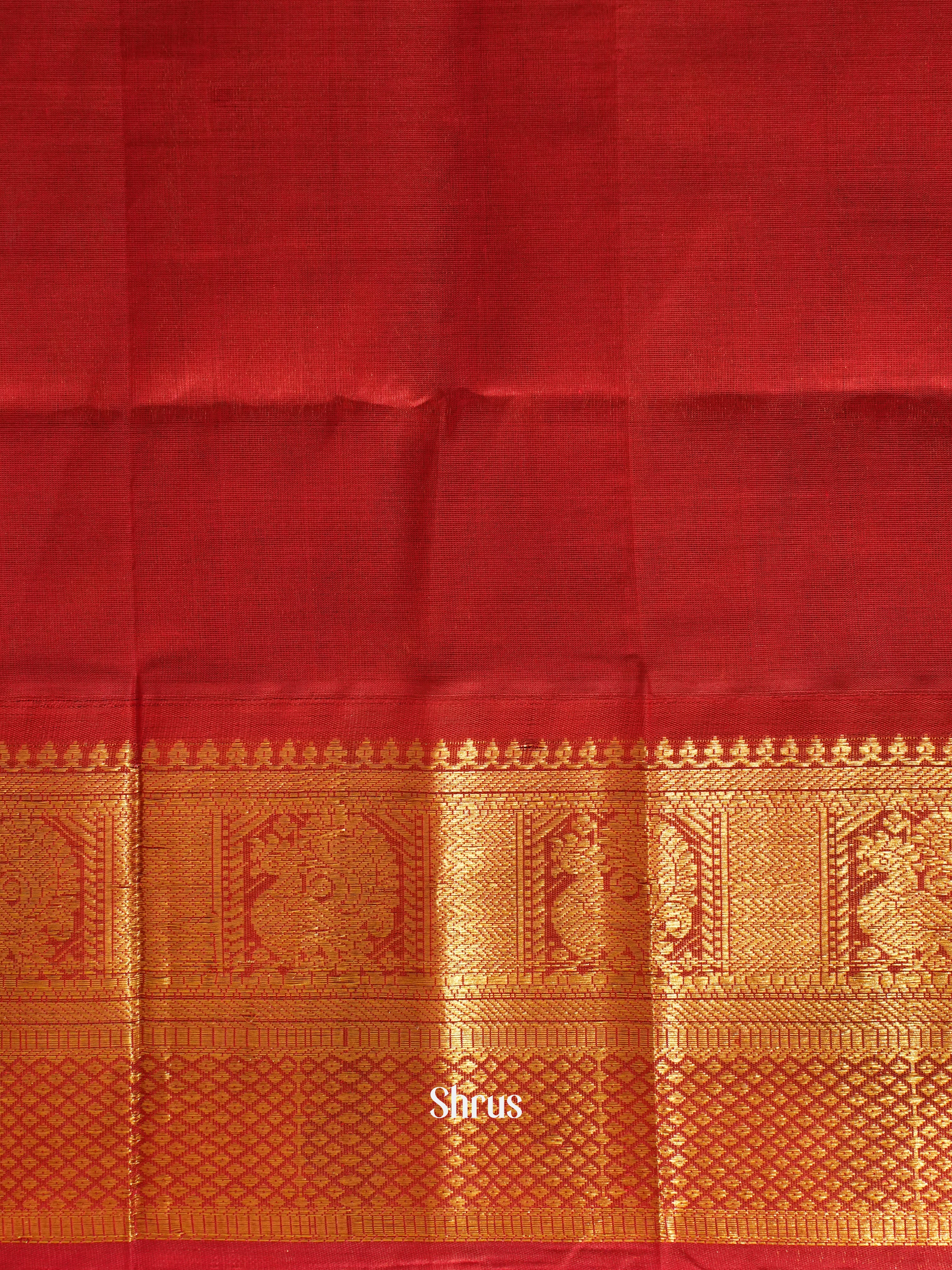 Green & Red - Silk Cotton Saree - Shop on ShrusEternity.com