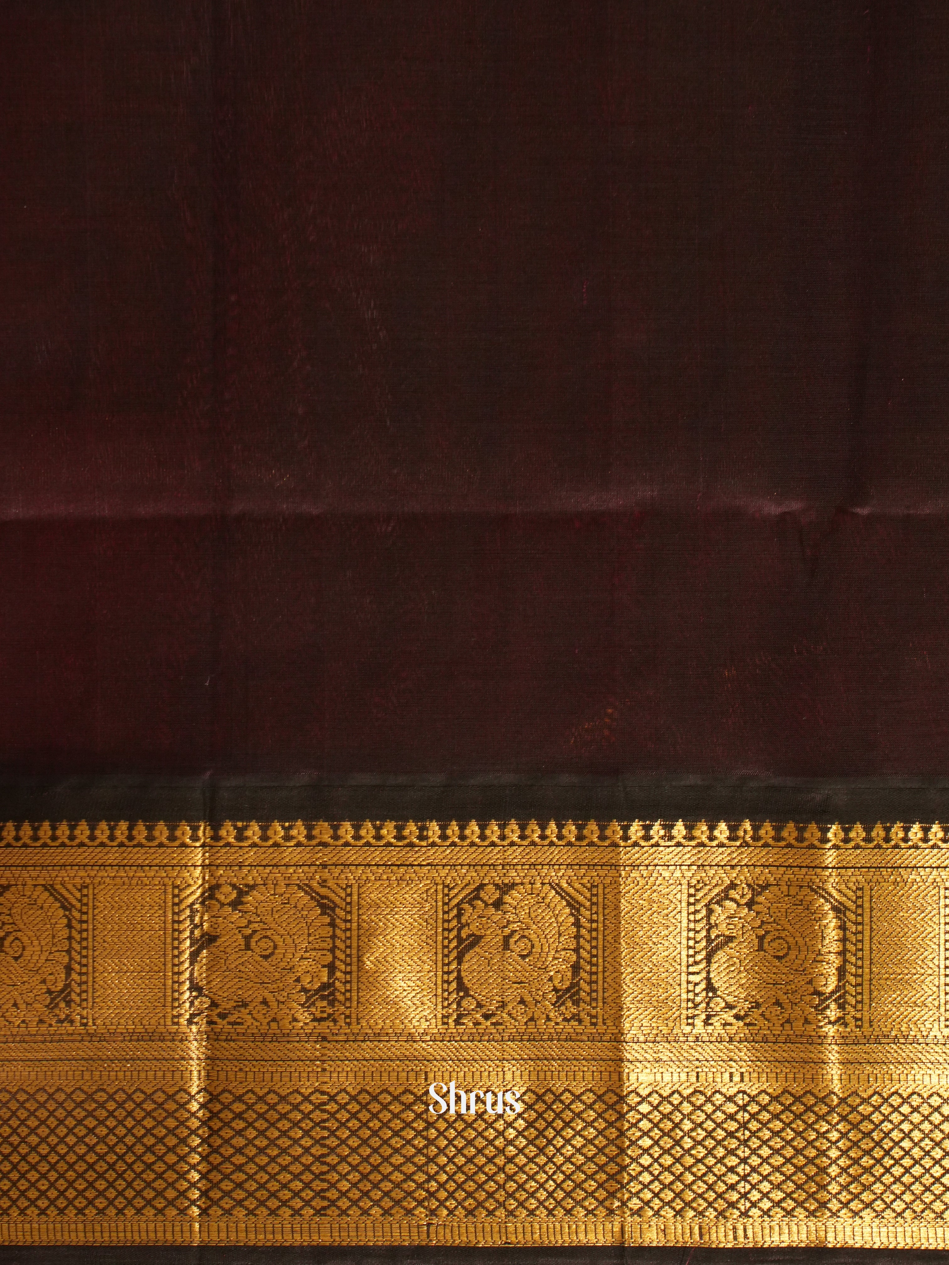 Red & Brown - Silk Cotton Saree - Shop on ShrusEternity.com