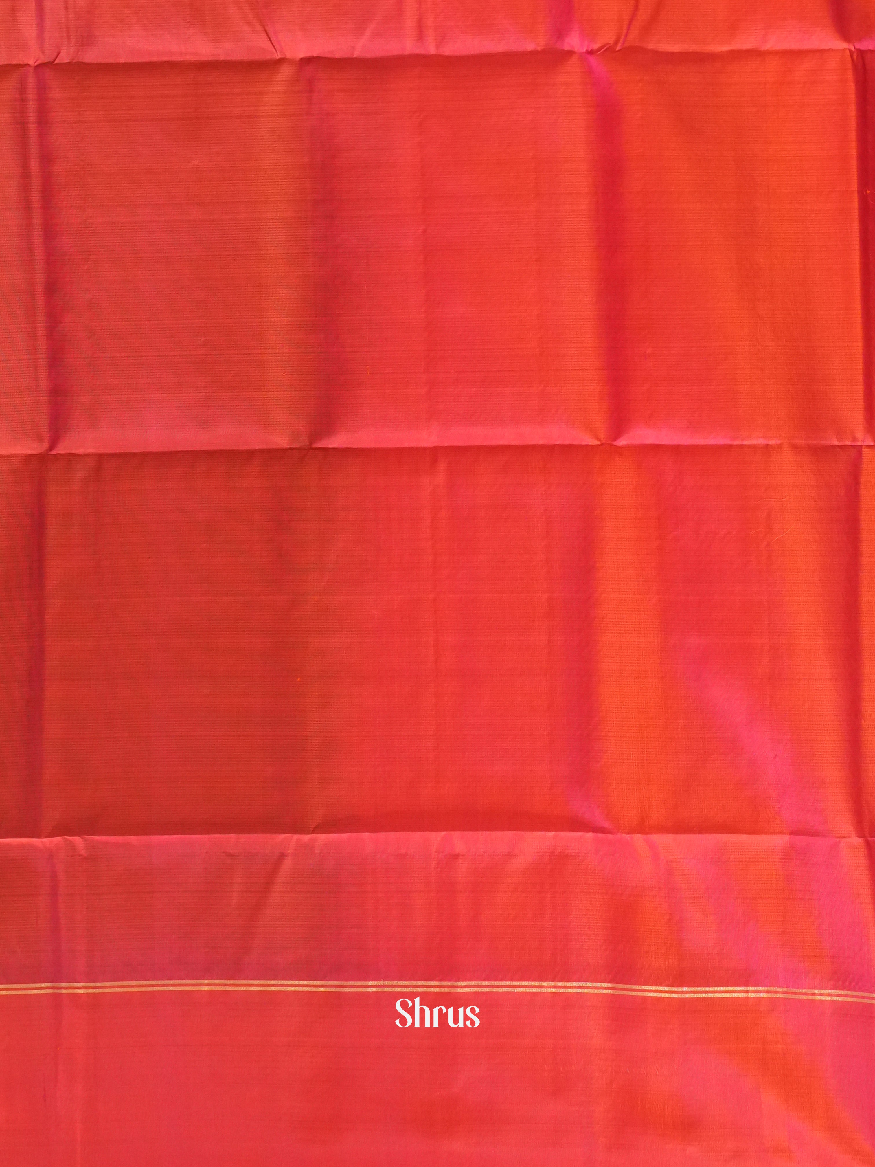 Green & Orangish Pink- Soft Silk Saree - Shop on ShrusEternity.com