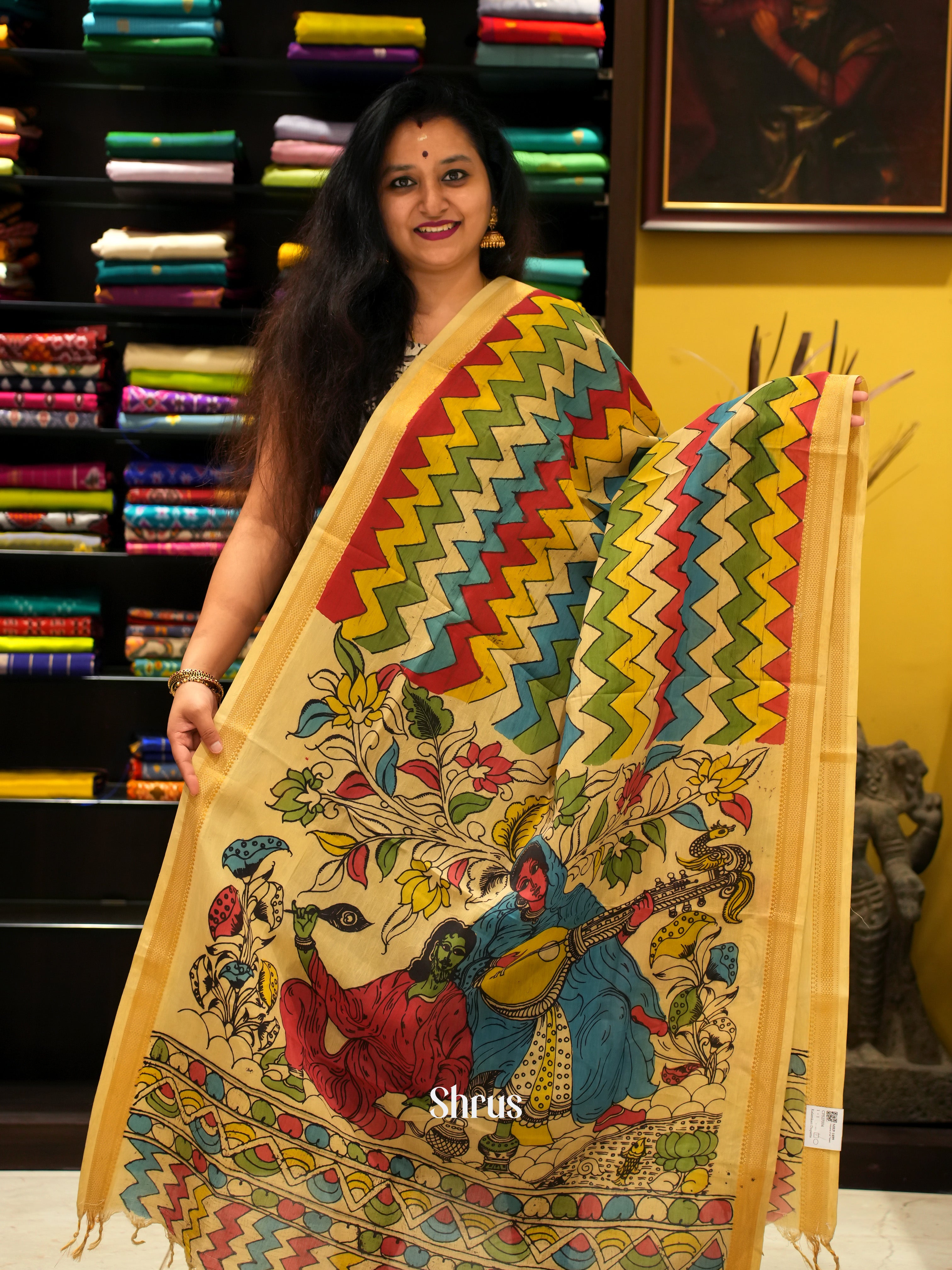 Multicolor & Cream - Penkalamkari - Shop on ShrusEternity.com