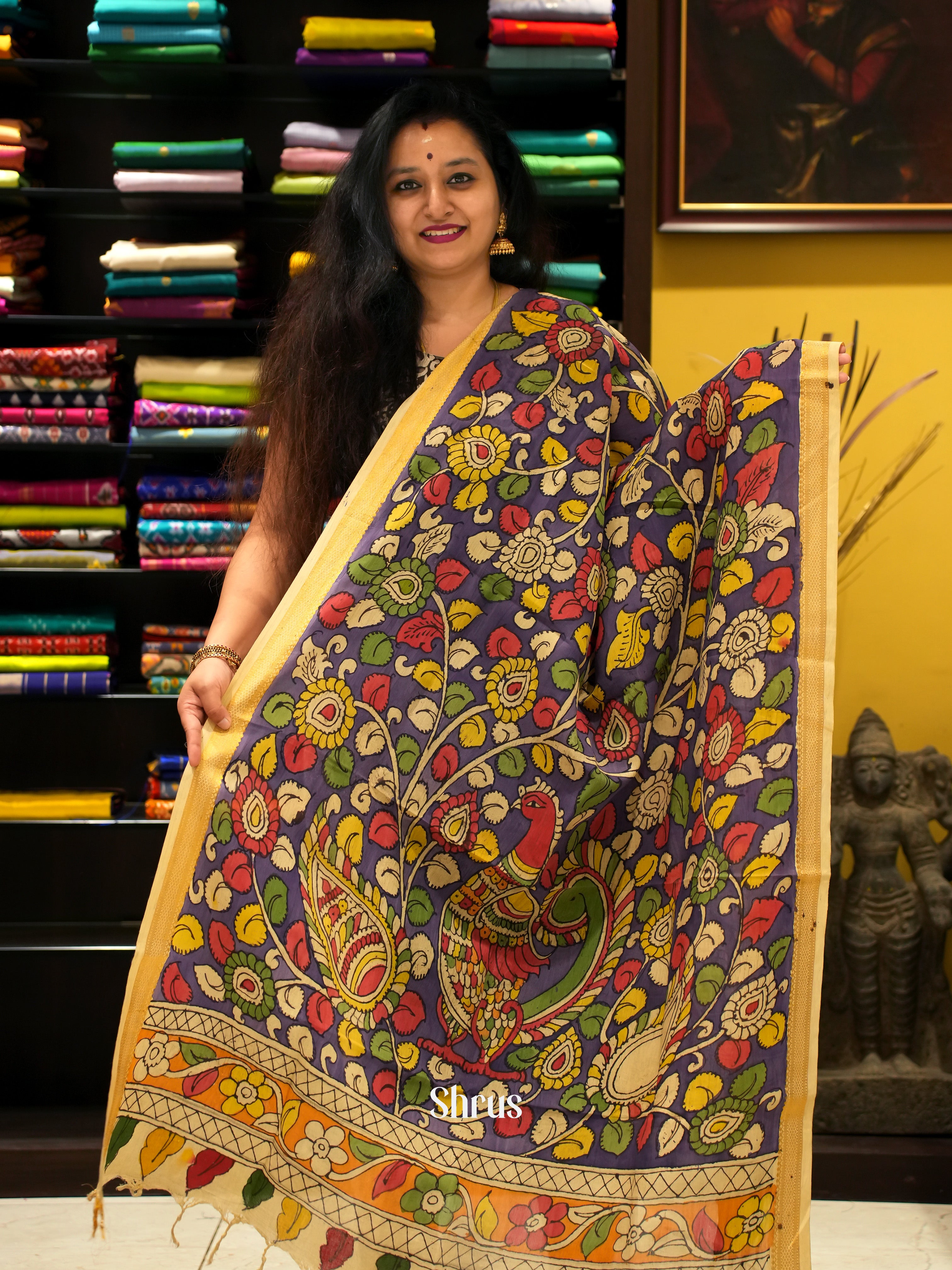 Purple & Cream - Penkalamkari - Shop on ShrusEternity.com