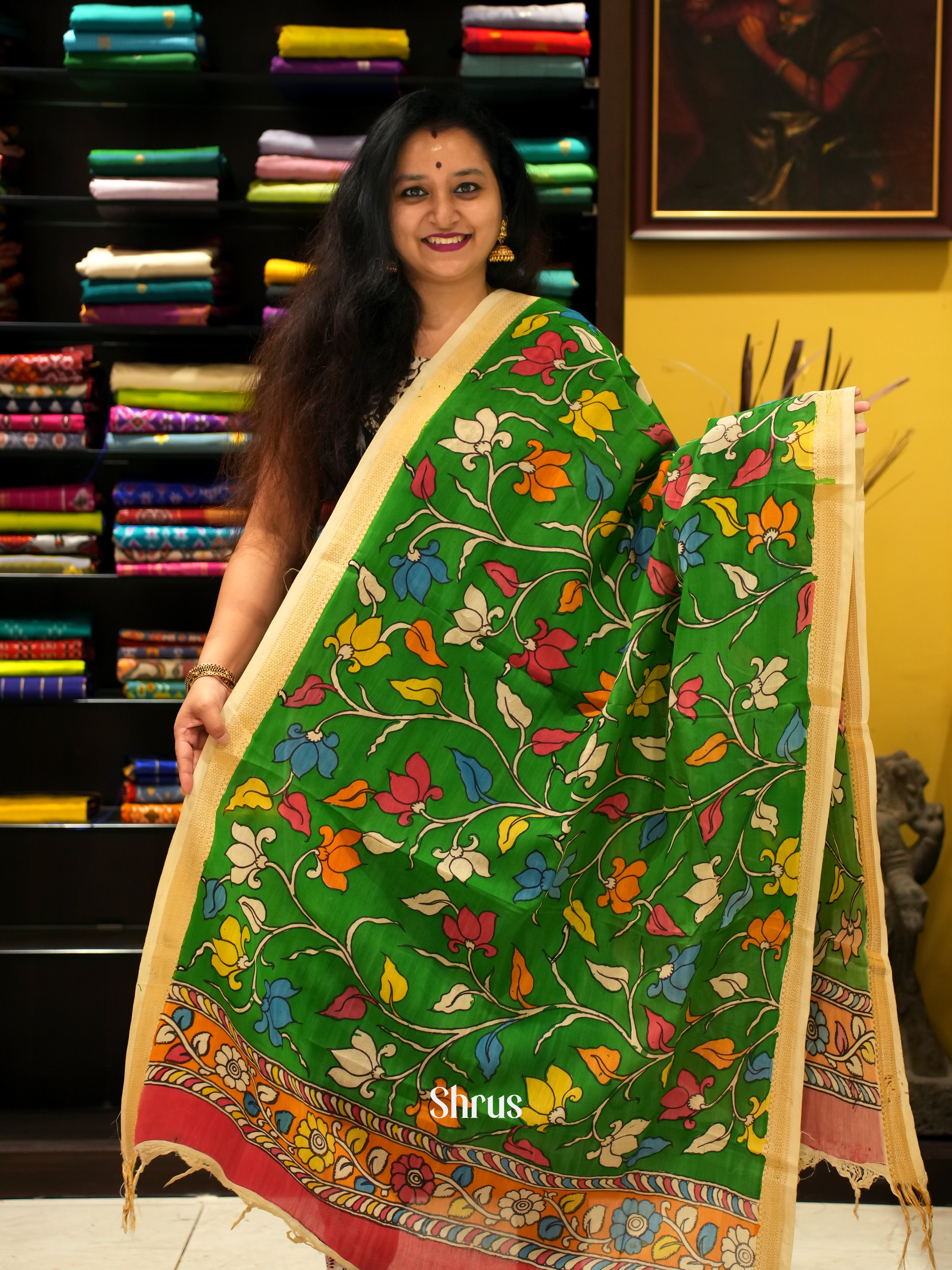 Green & Cream - Penkalamkari - Shop on ShrusEternity.com