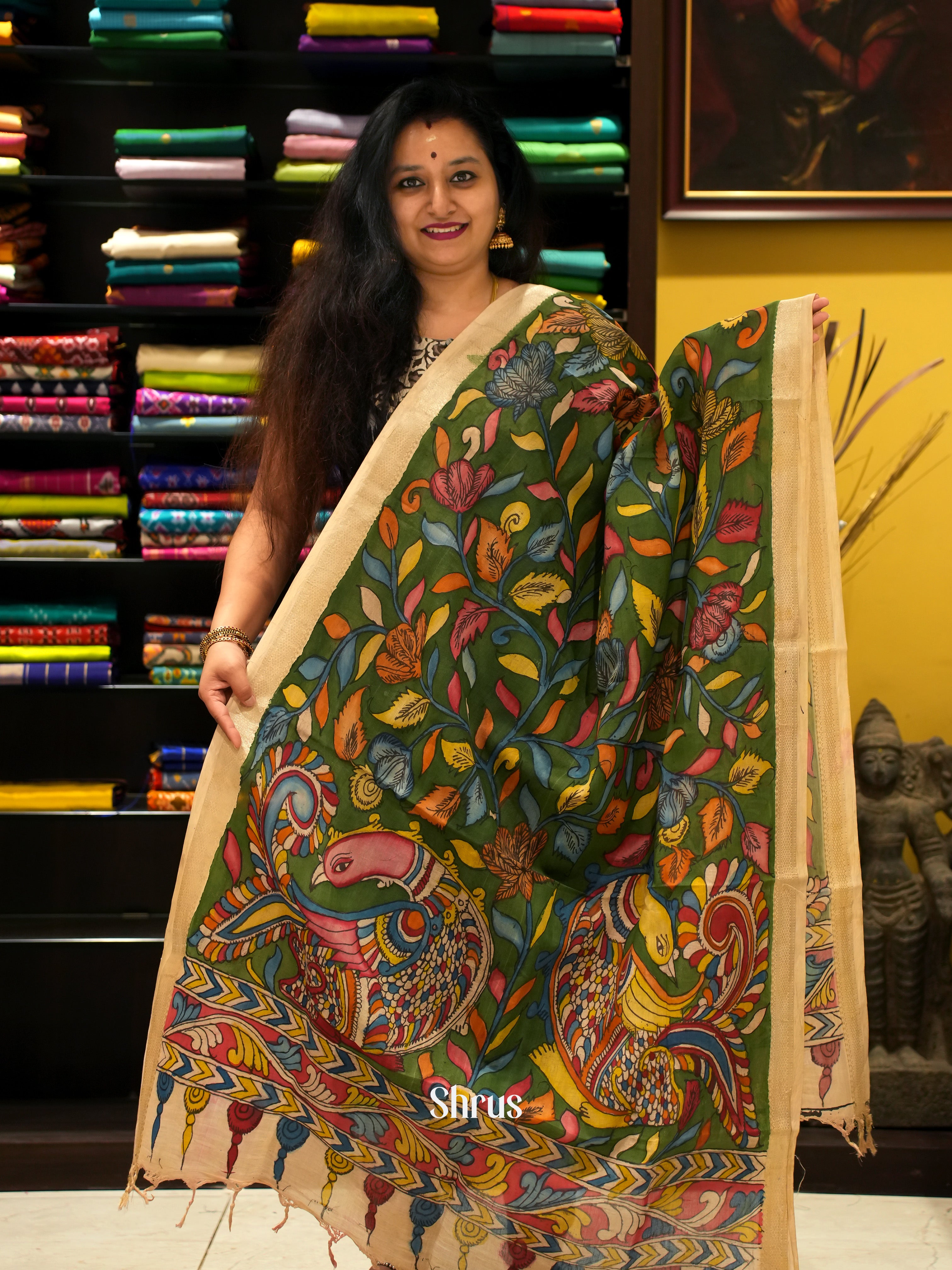 Green & Cream - Penkalamkari - Shop on ShrusEternity.com