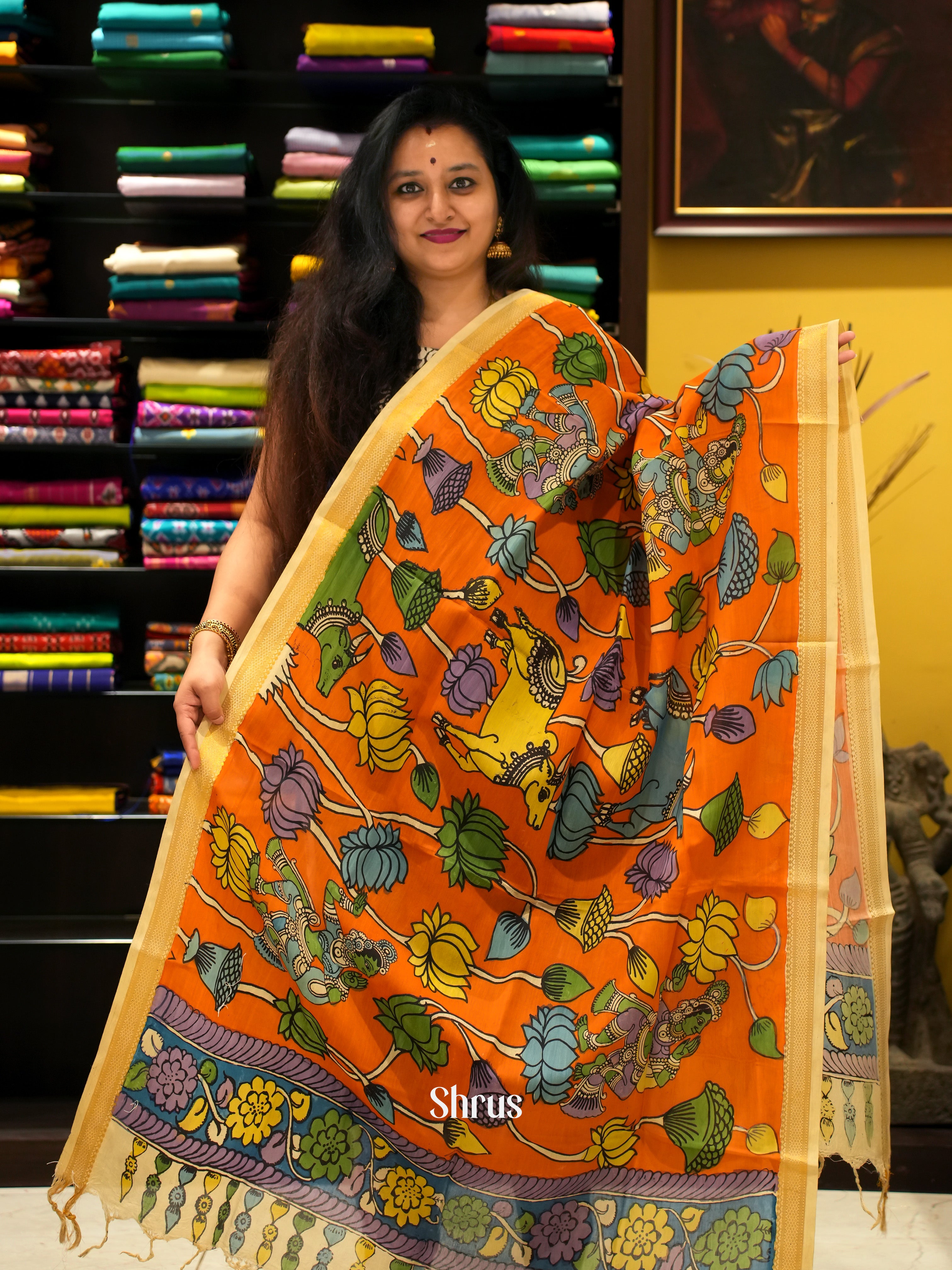 Orange & Cream - Penkalamkari - Shop on ShrusEternity.com