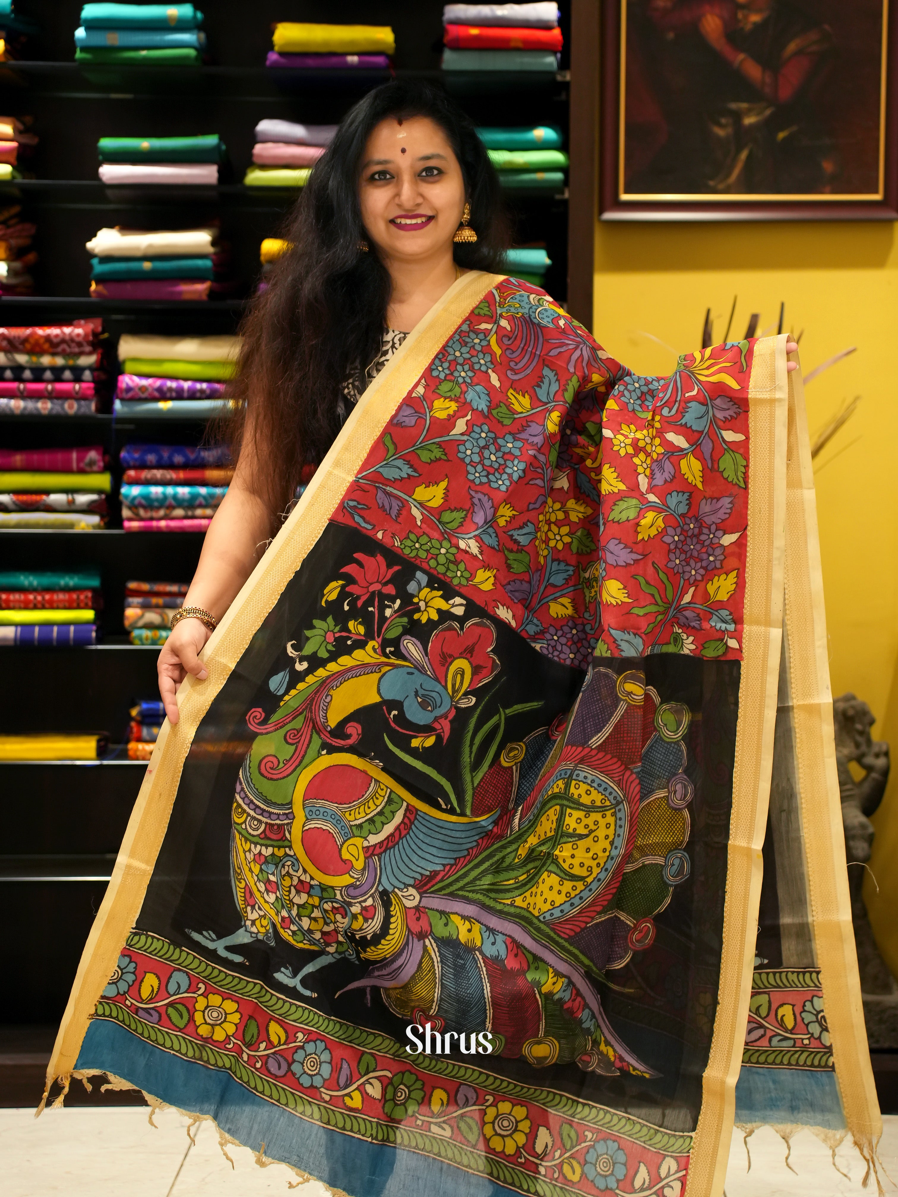 Red & Black- Penkalamkari - Shop on ShrusEternity.com