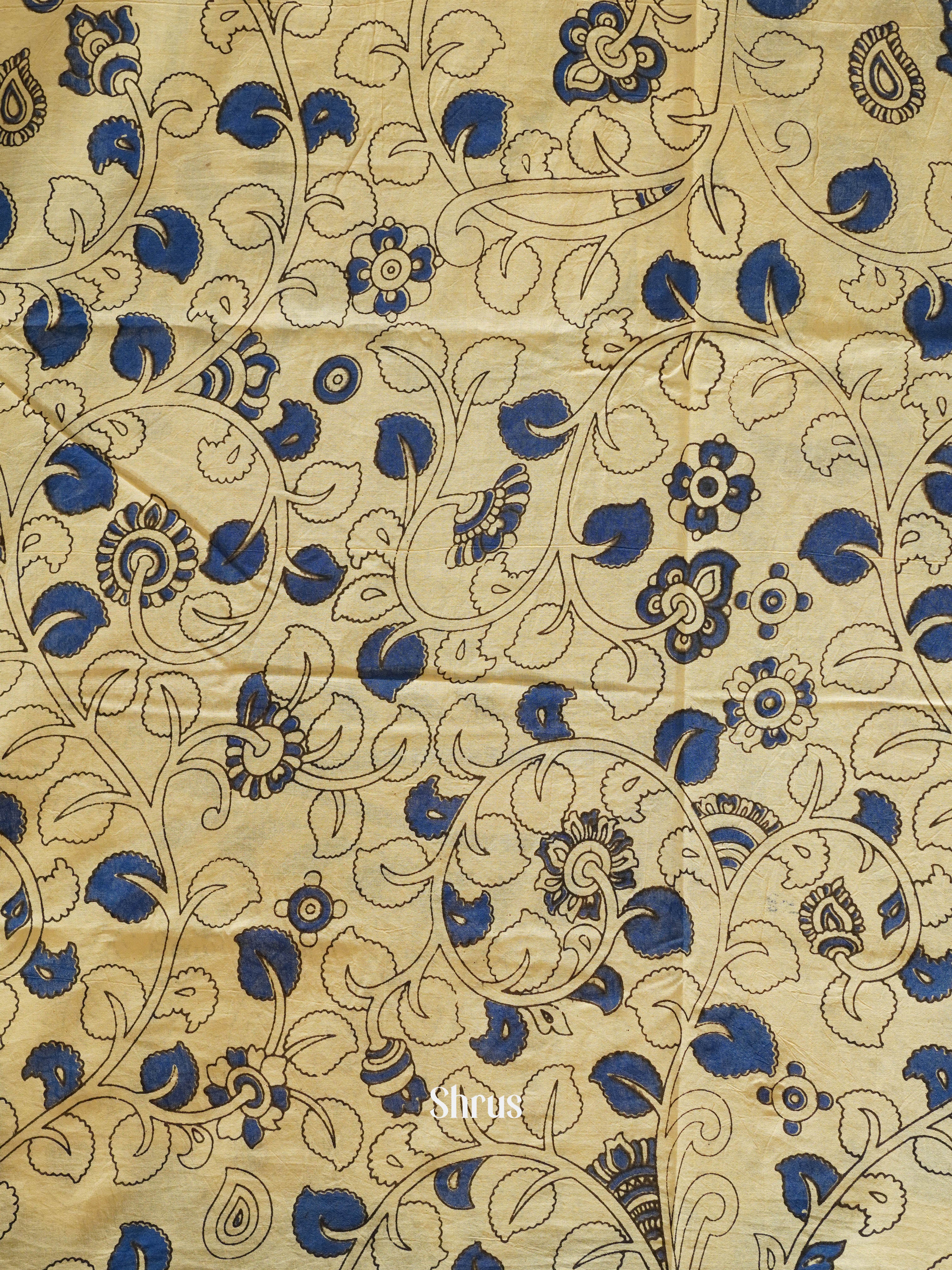 Blue & Beige - kalamkari-cotton - Shop on ShrusEternity.com