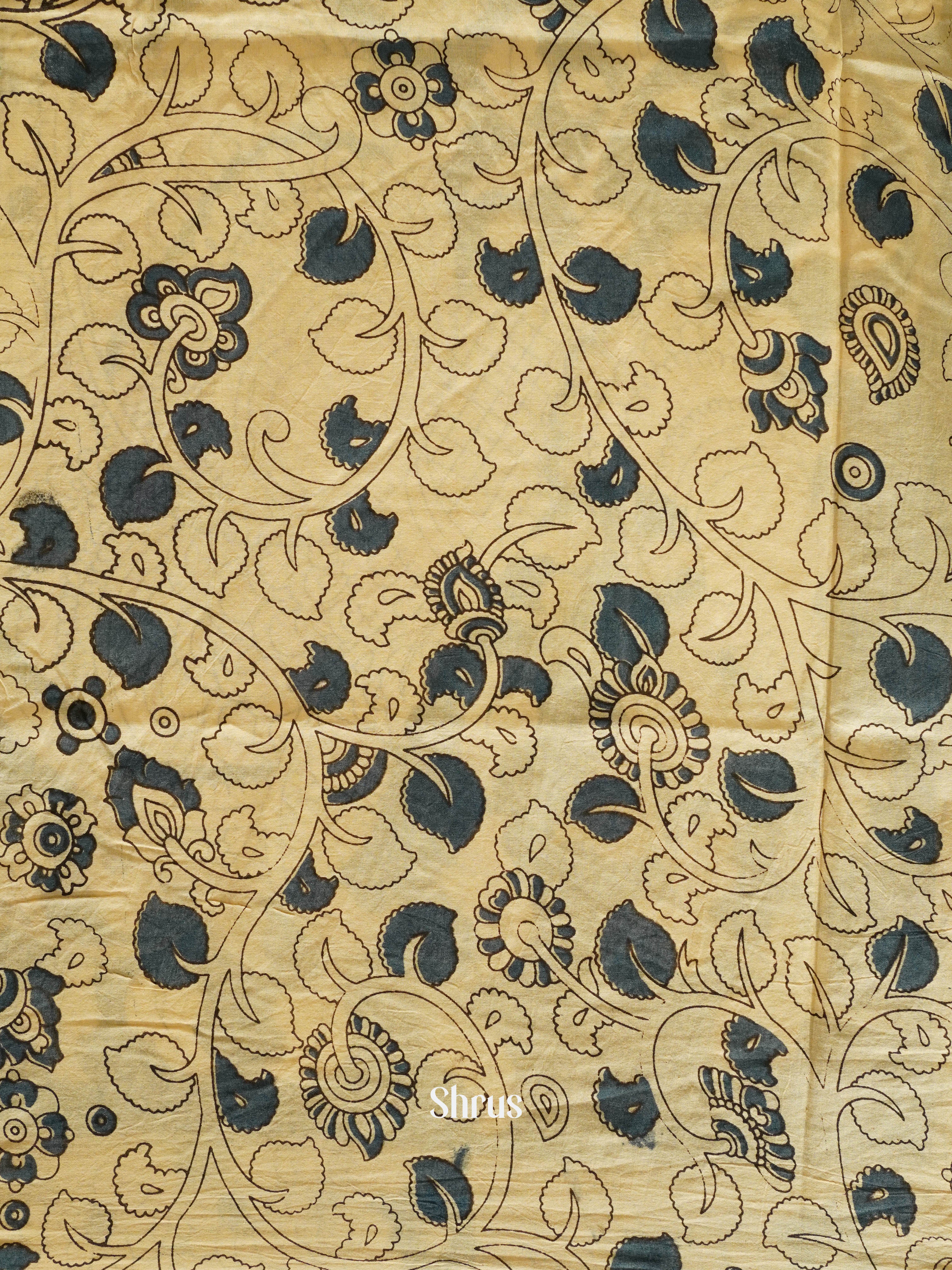 Beige & Blue -kalamkari-cotton - Shop on ShrusEternity.com