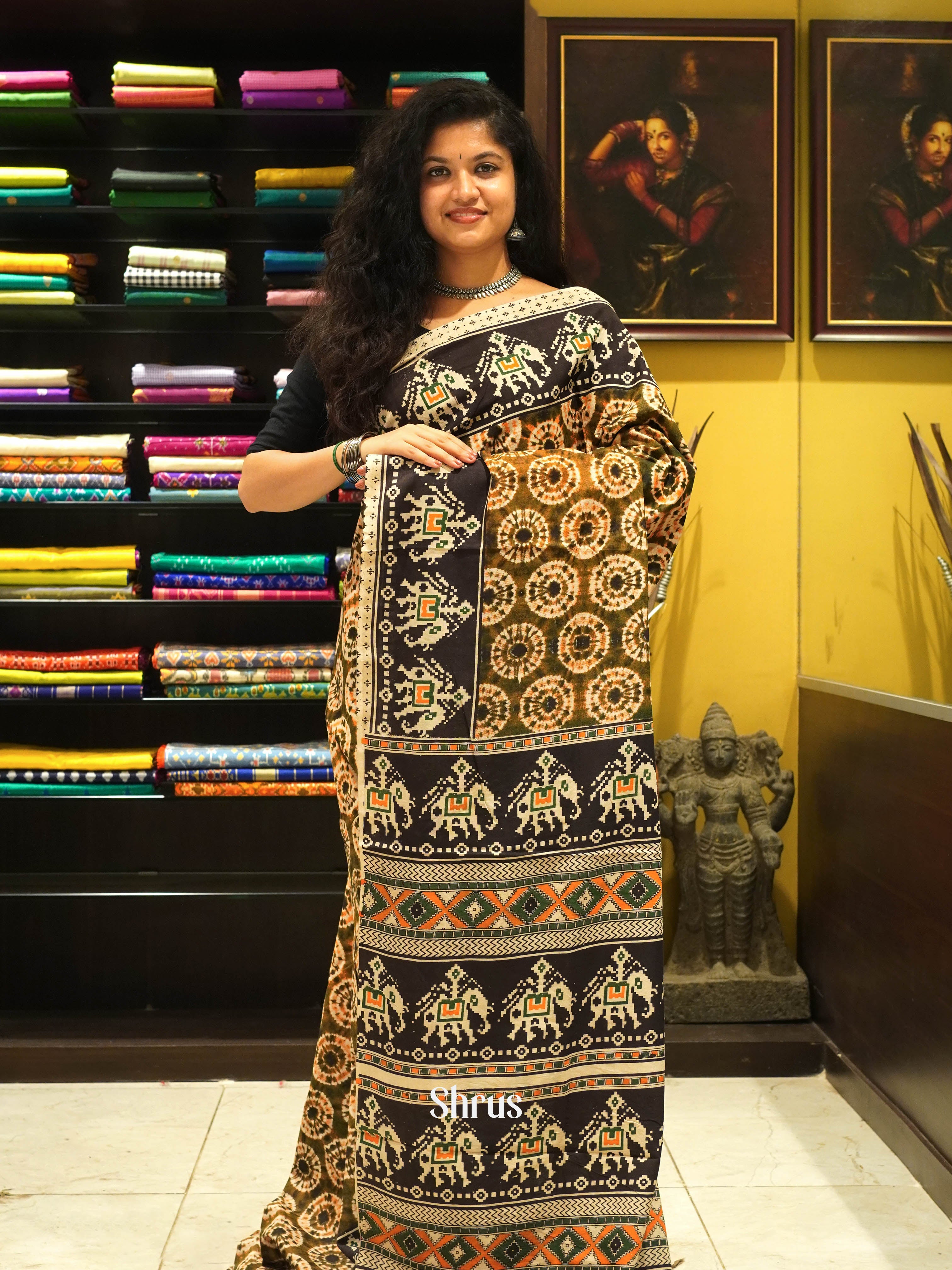 Brown & Black - kalamkari-cotton - Shop on ShrusEternity.com