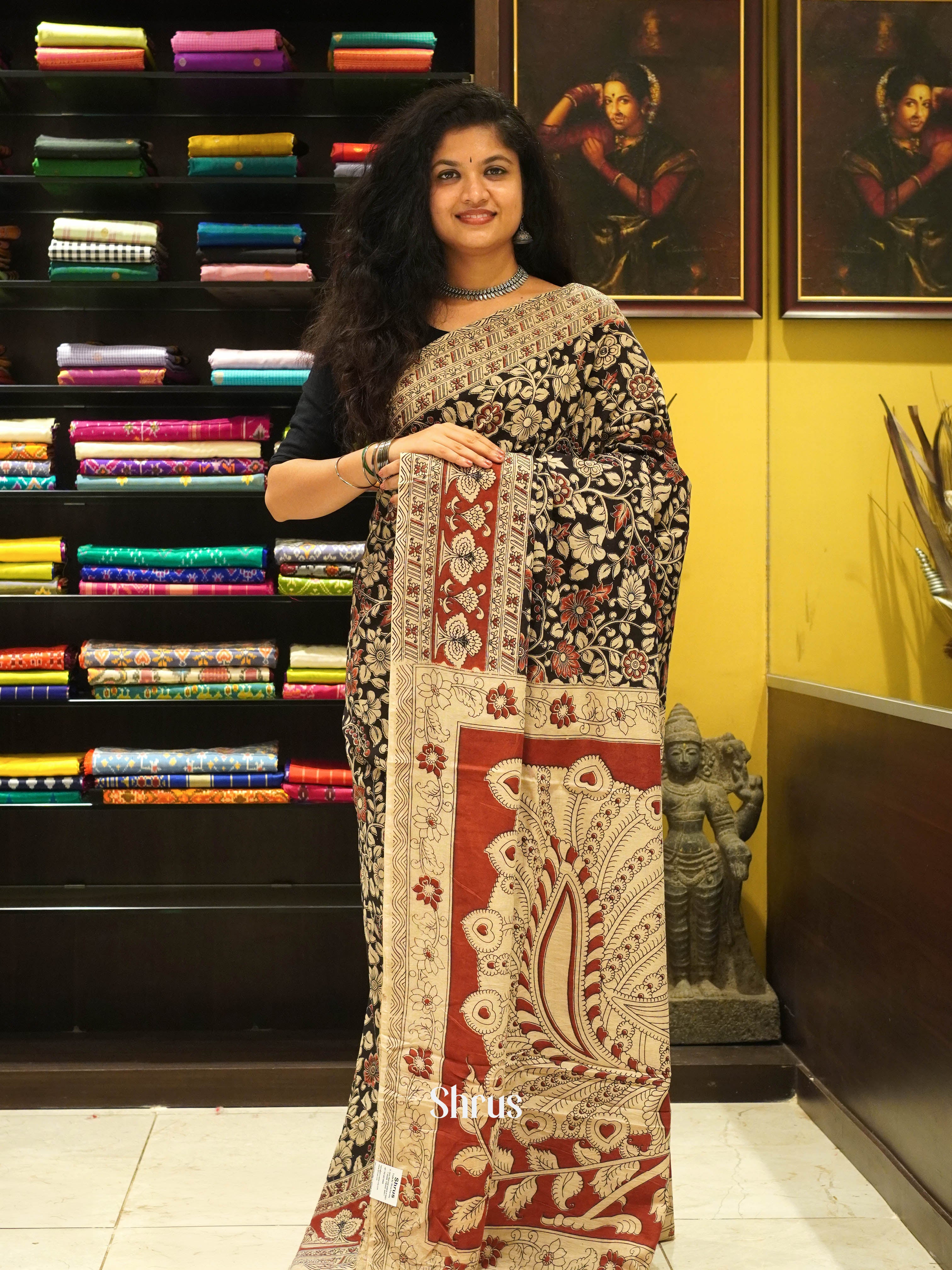 Black & Beige - kalamkari-cotton - Shop on ShrusEternity.com