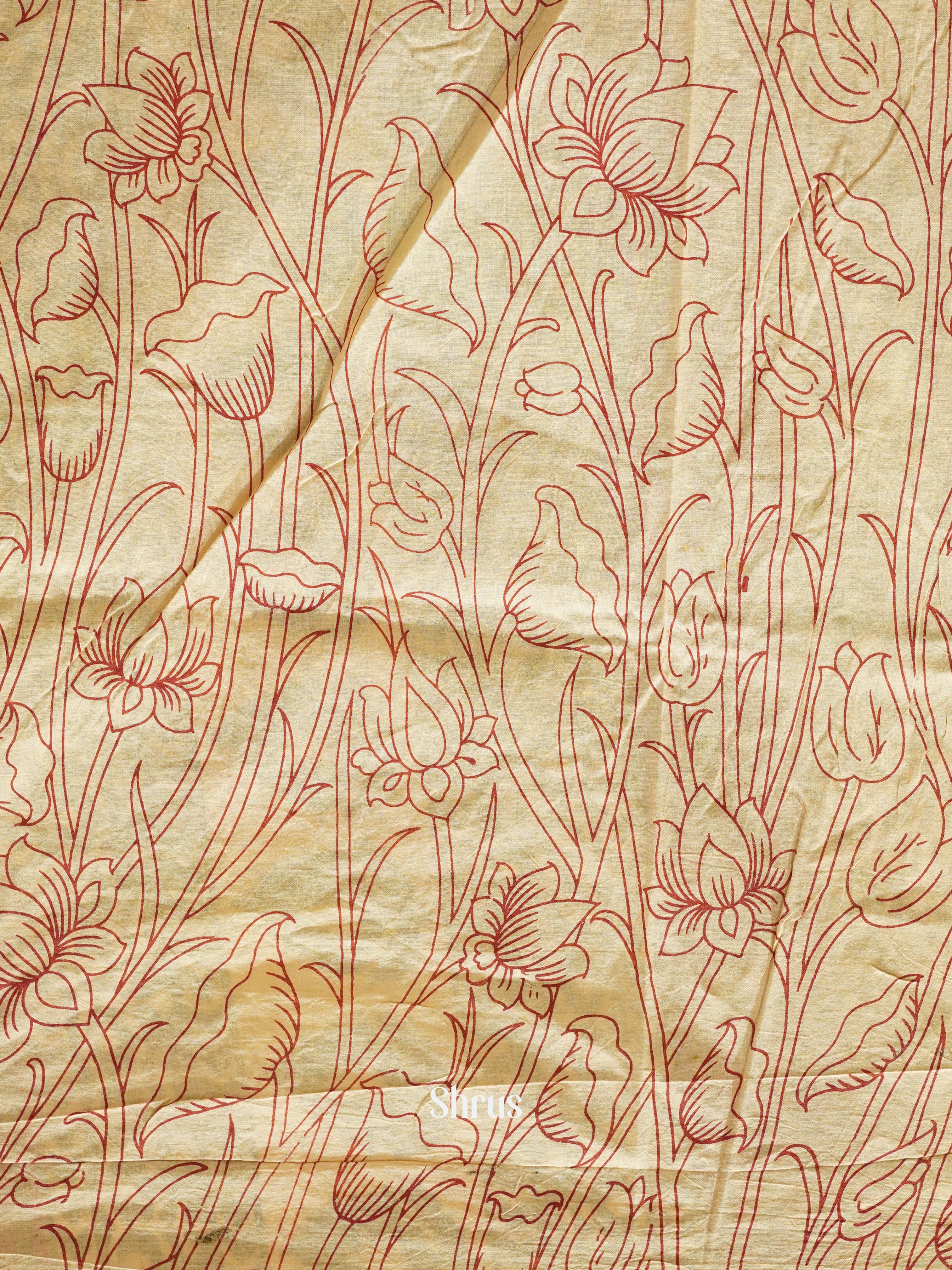 Greenish Grey & Red - kalamkari-cotton - Shop on ShrusEternity.com