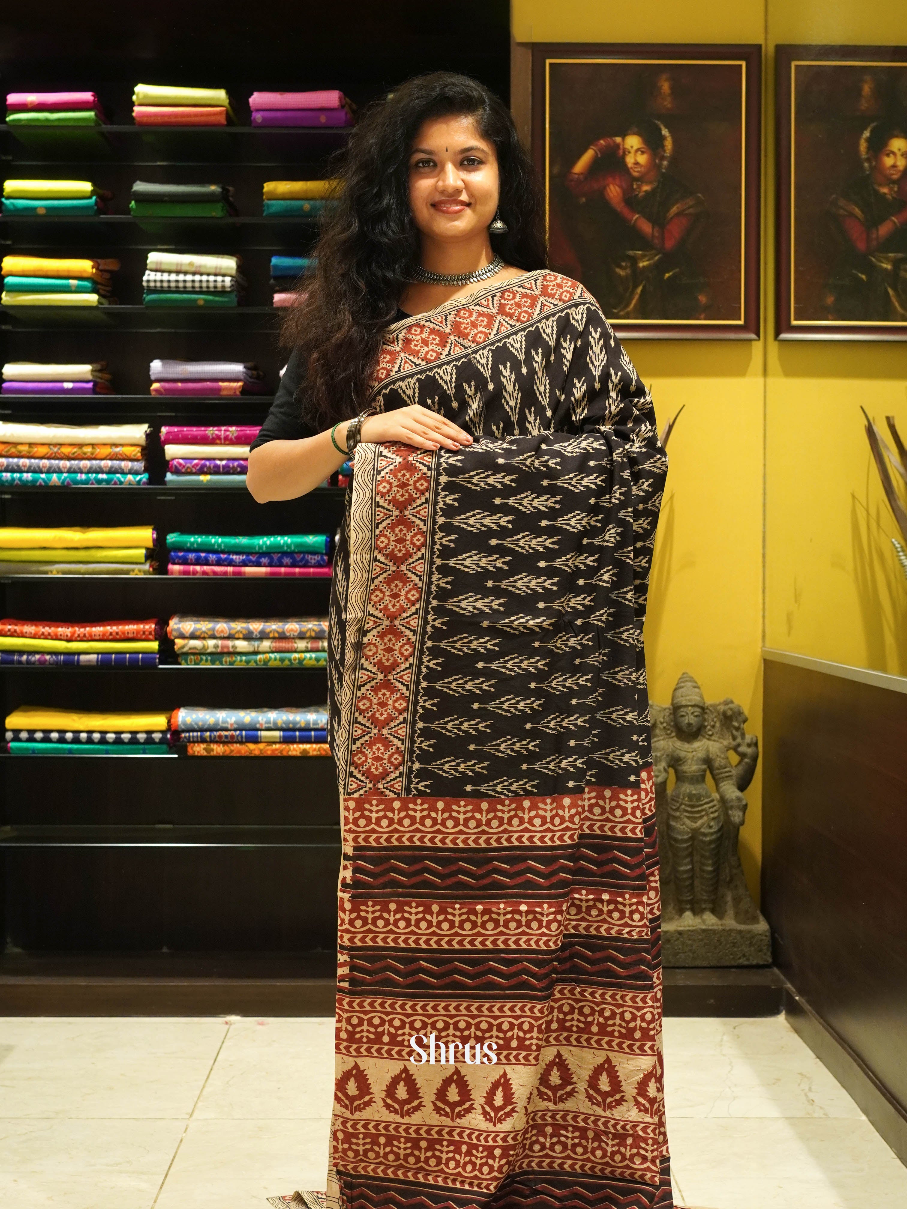 Black & Beige - kalamkari-cotton - Shop on ShrusEternity.com