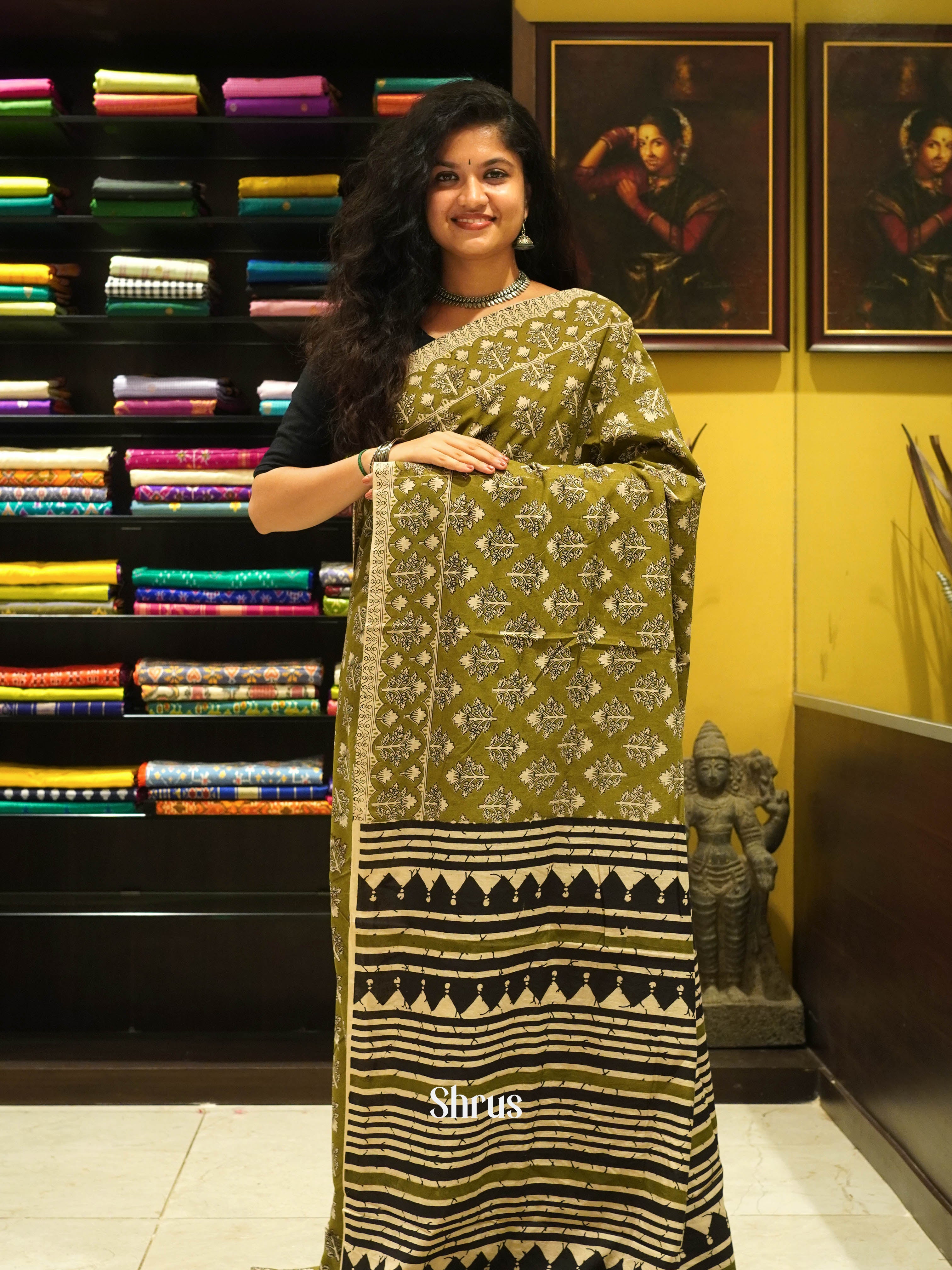 Green & Beige - kalamkari-cotton - Shop on ShrusEternity.com