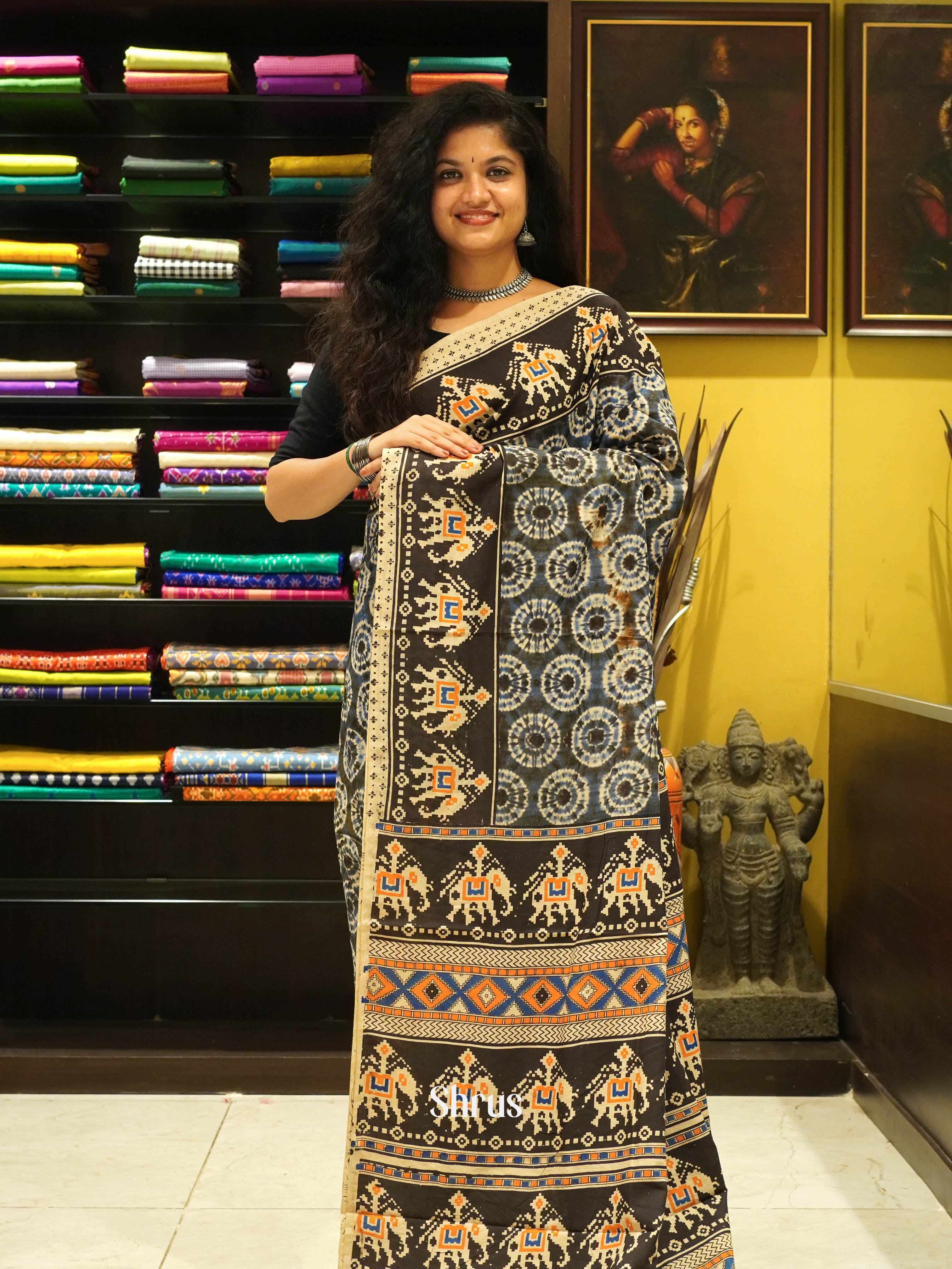 Black & Beige - kalamkari-cotton - Shop on ShrusEternity.com