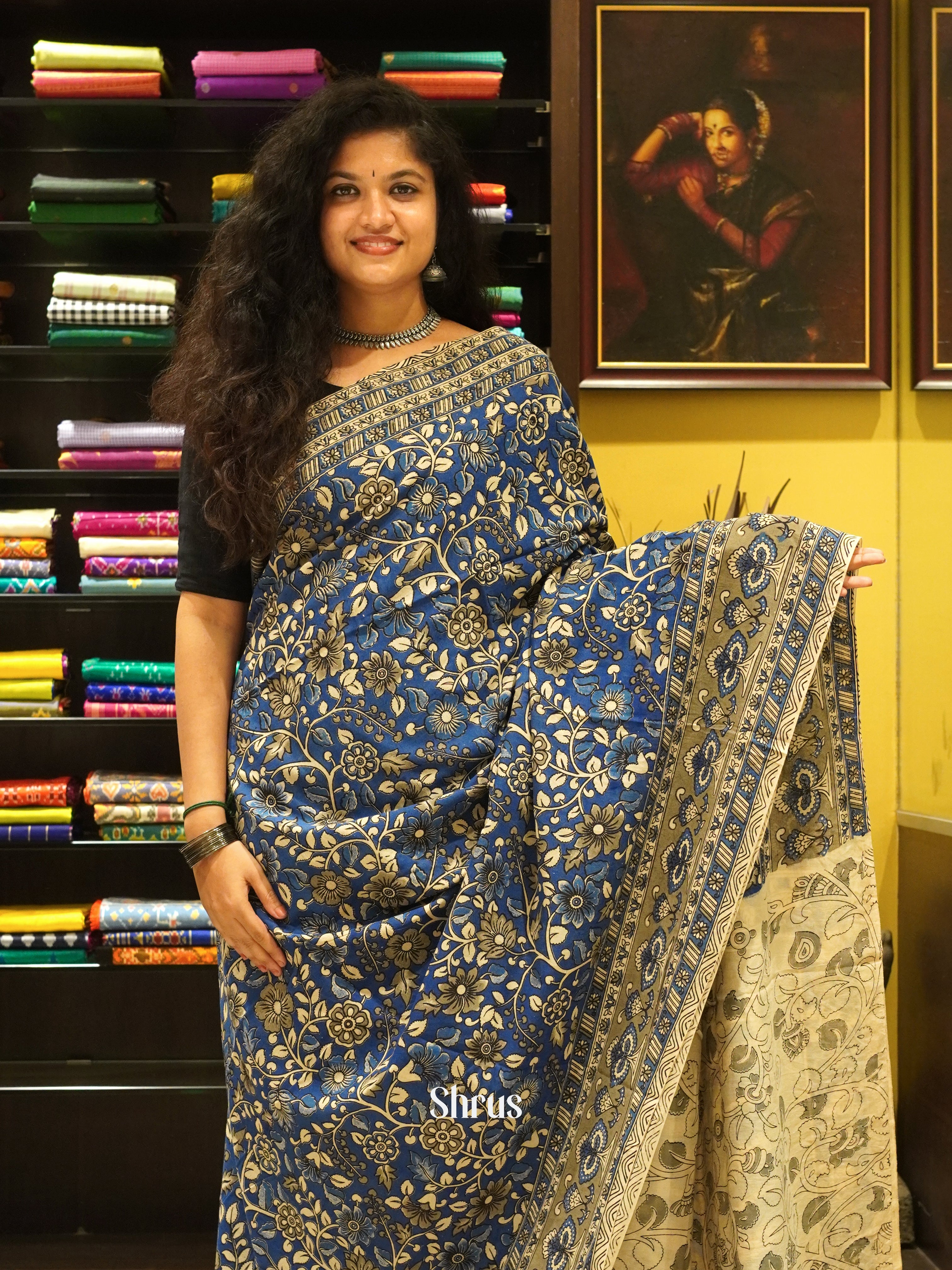 Blue & Grey - kalamkari-cotton - Shop on ShrusEternity.com
