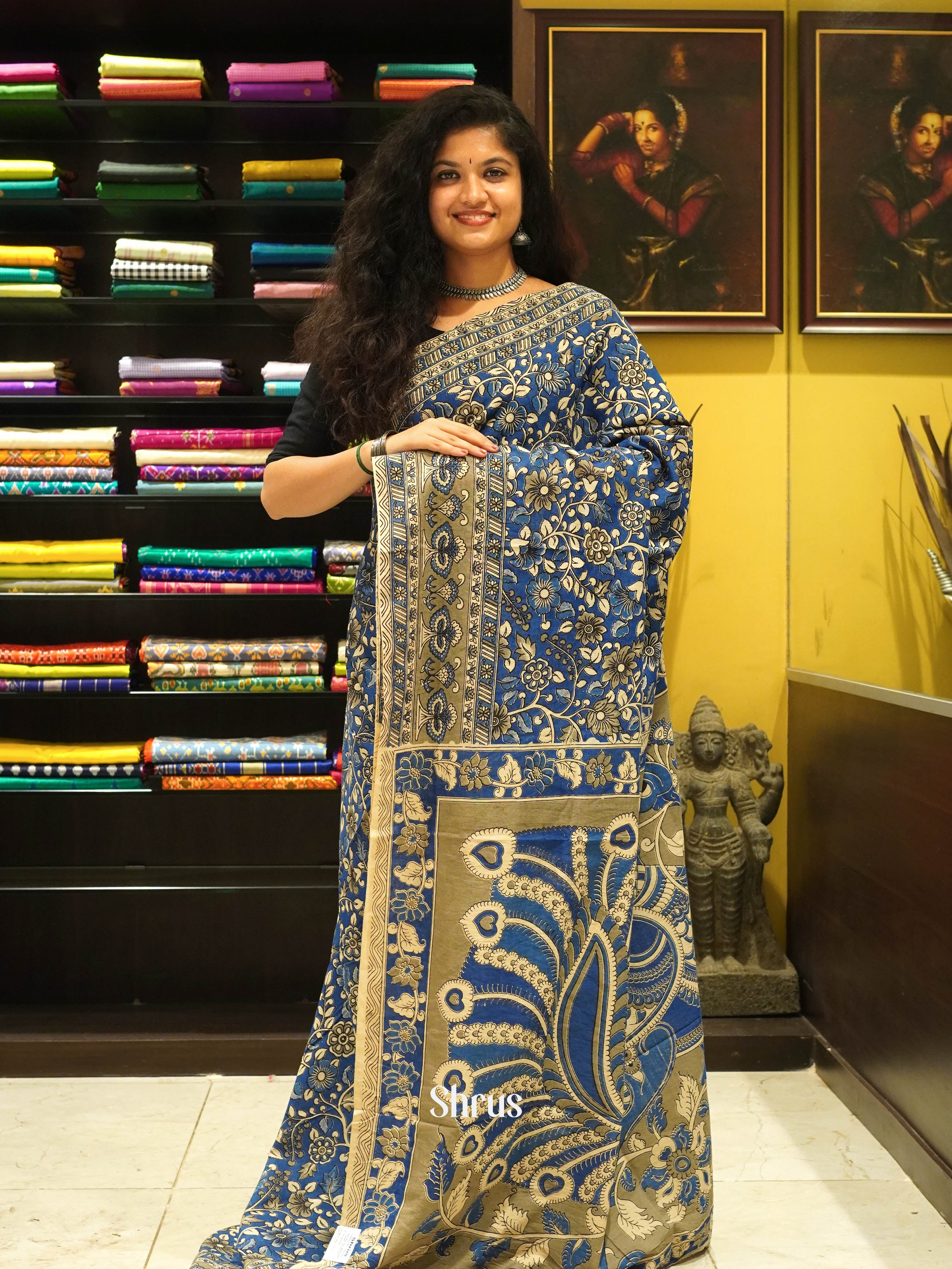Blue & Grey - kalamkari-cotton - Shop on ShrusEternity.com