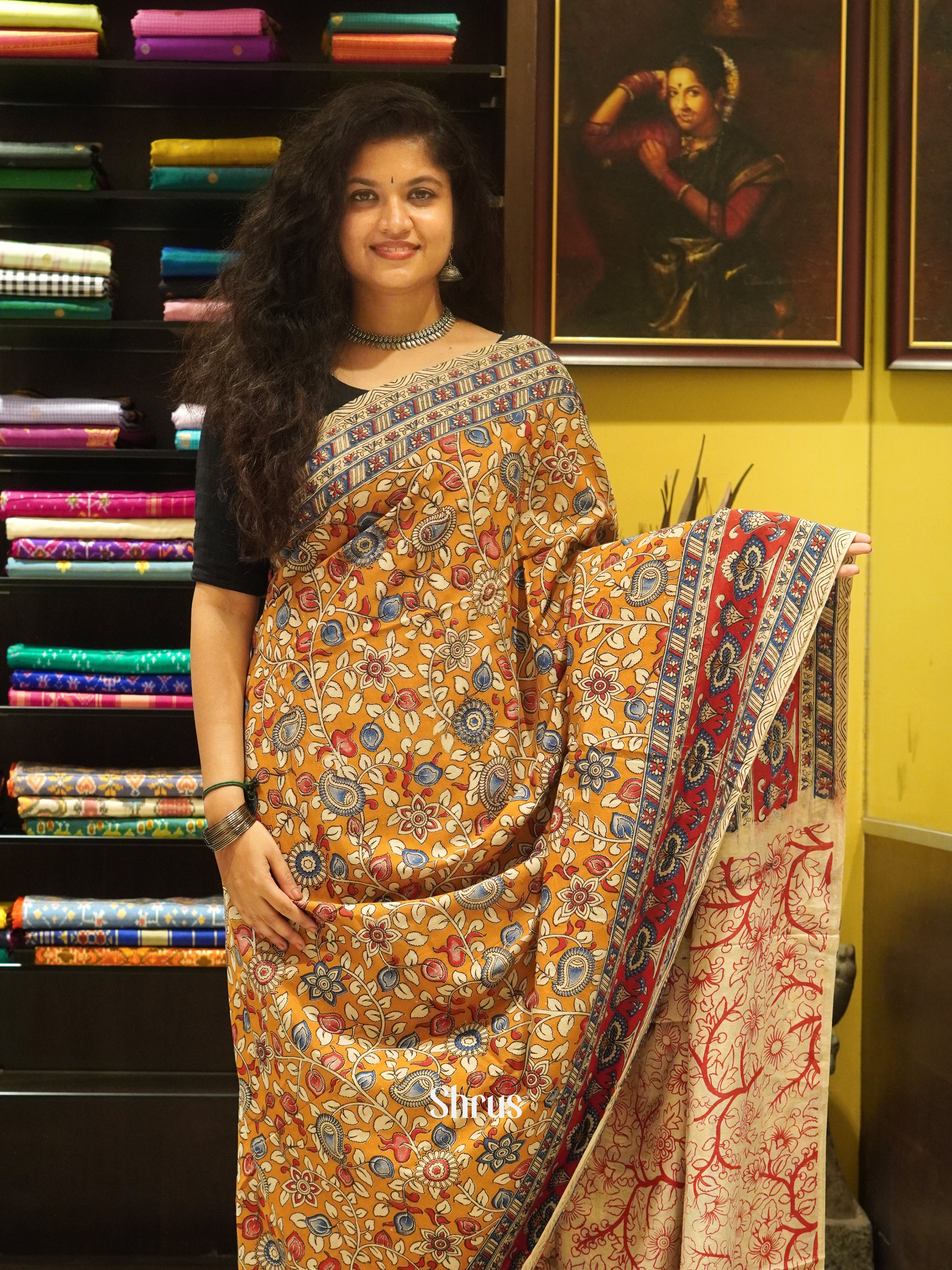 Orange & Red - kalamkari-cotton - Shop on ShrusEternity.com