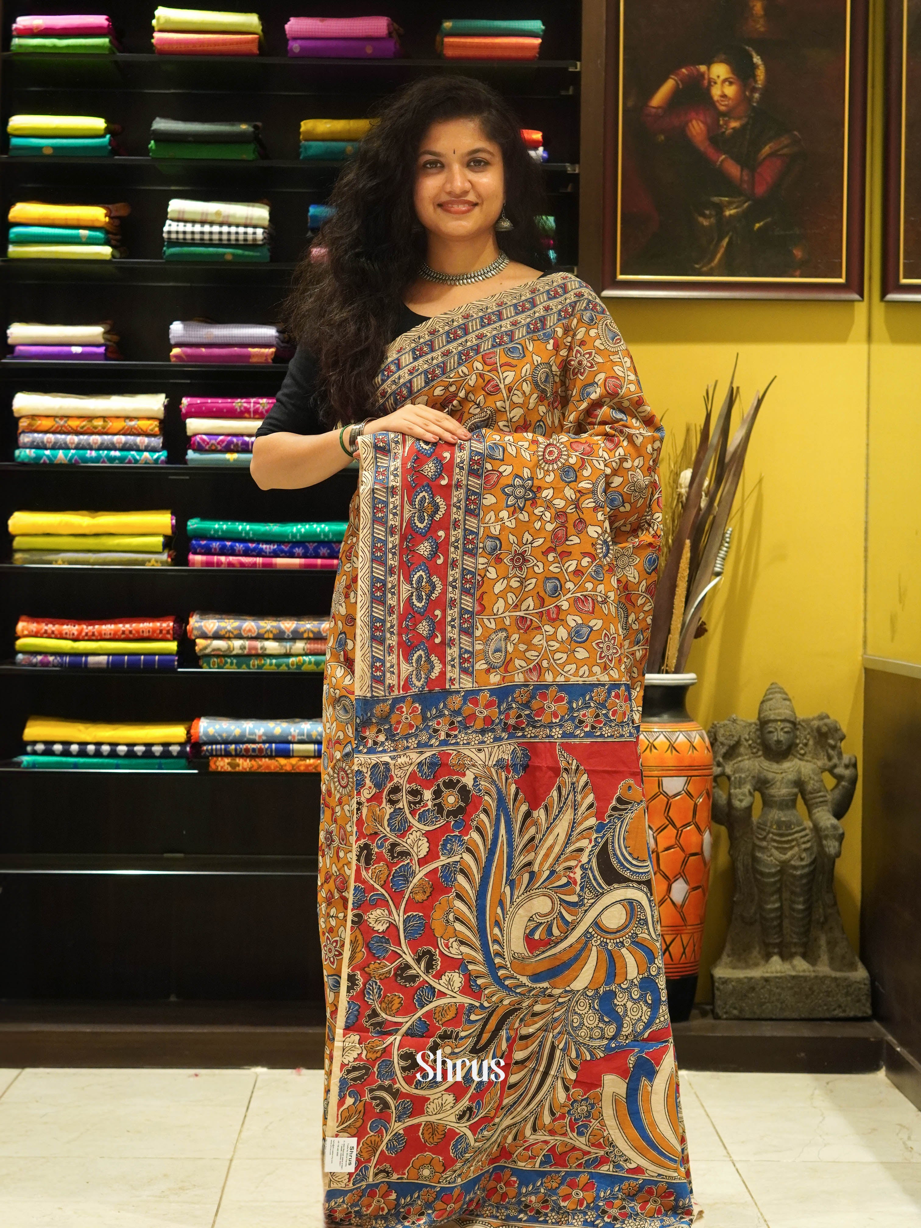 Orange & Red - kalamkari-cotton - Shop on ShrusEternity.com