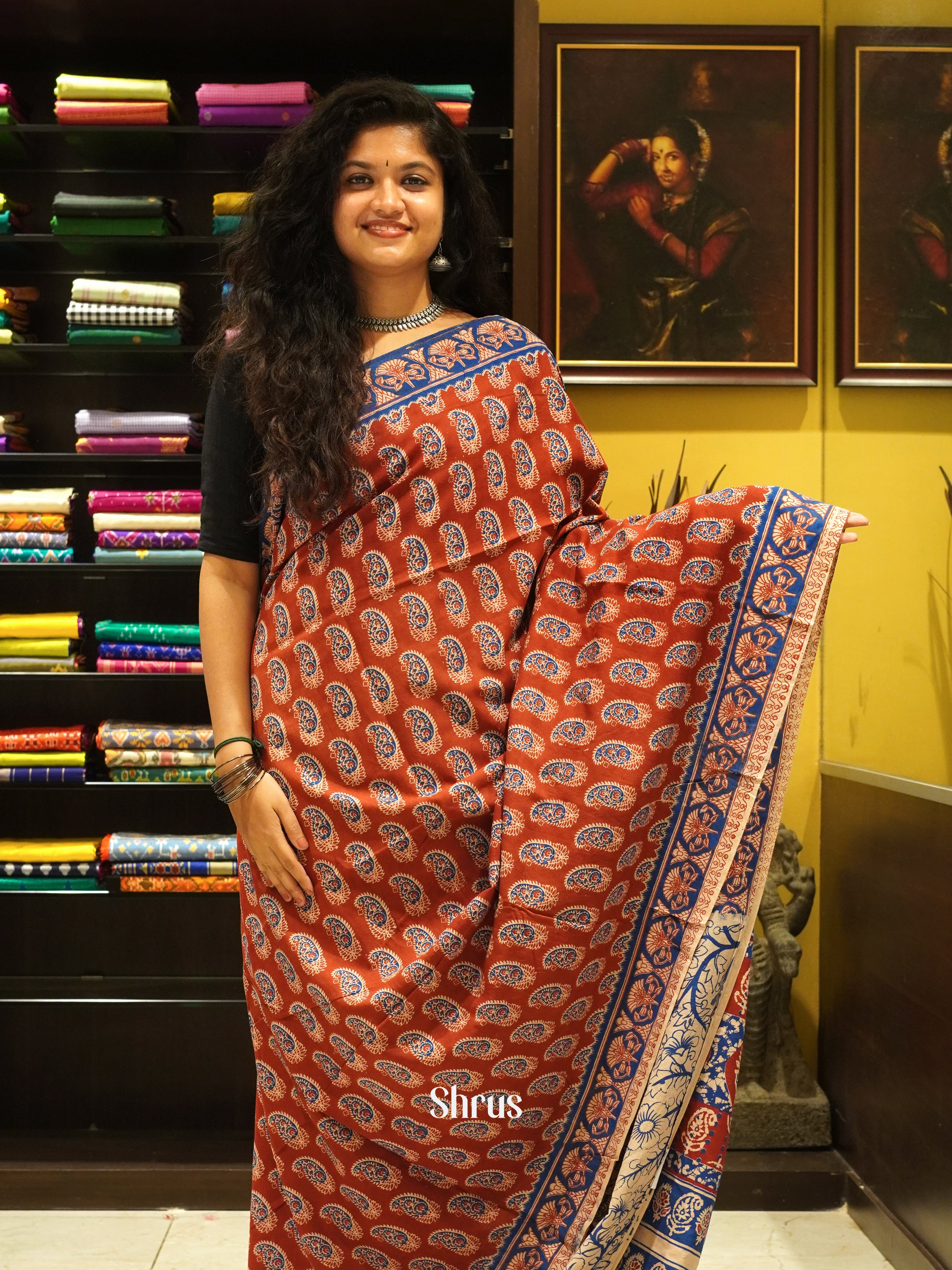 Red & Blue - kalamkari-cotton - Shop on ShrusEternity.com
