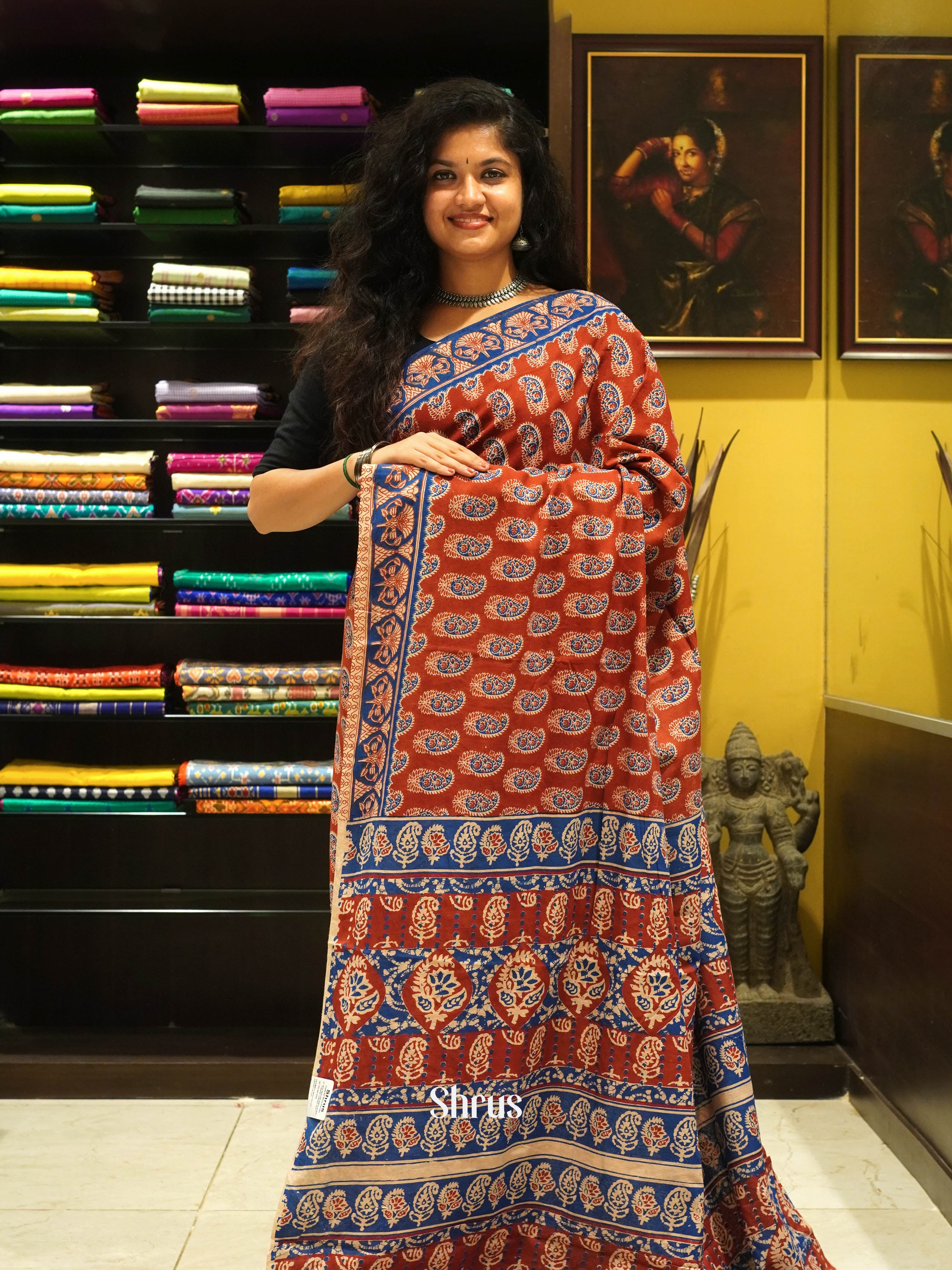 Red & Blue - kalamkari-cotton - Shop on ShrusEternity.com