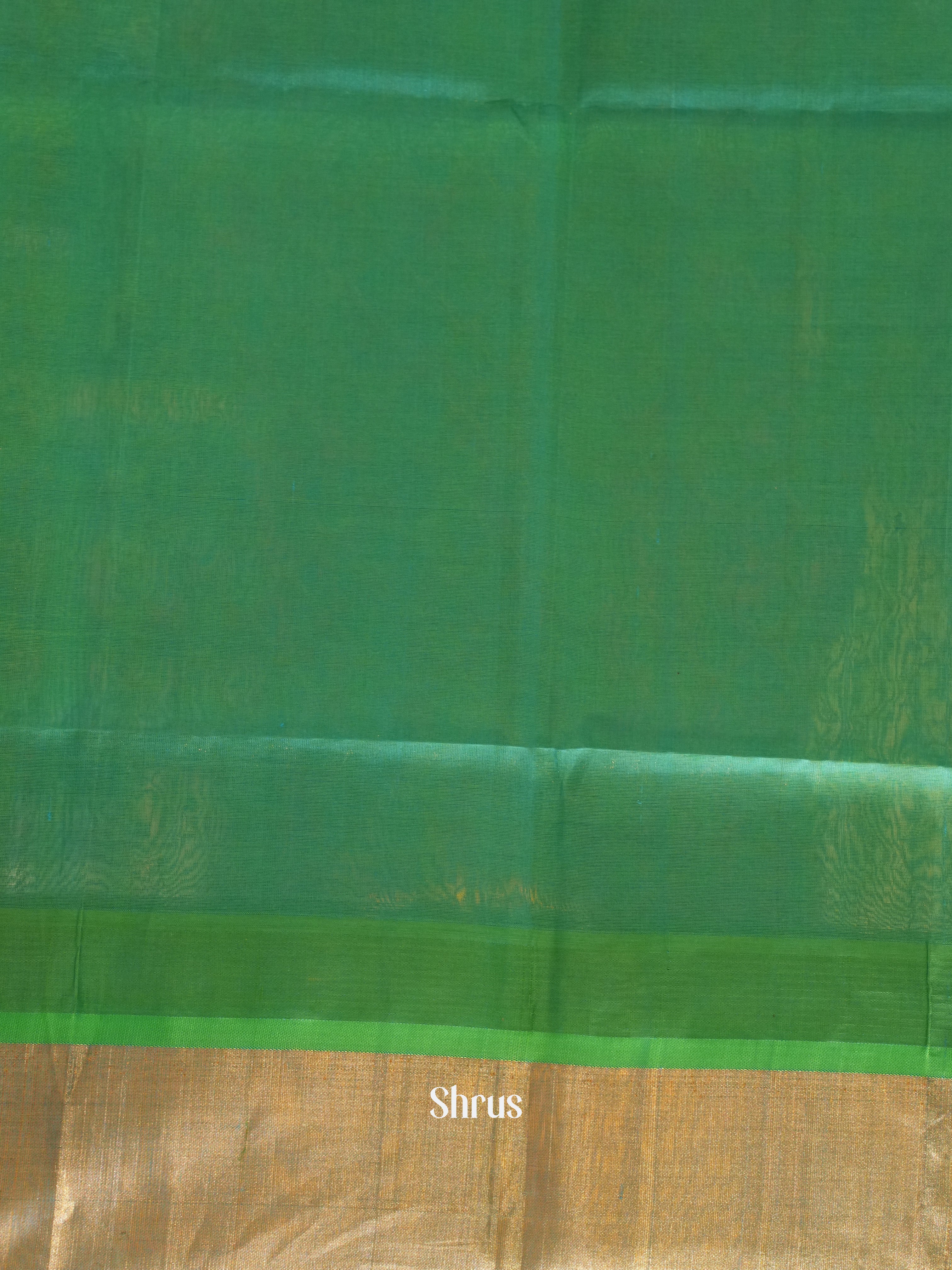 Cream & Green - Silk Cotton Saree - Shop on ShrusEternity.com