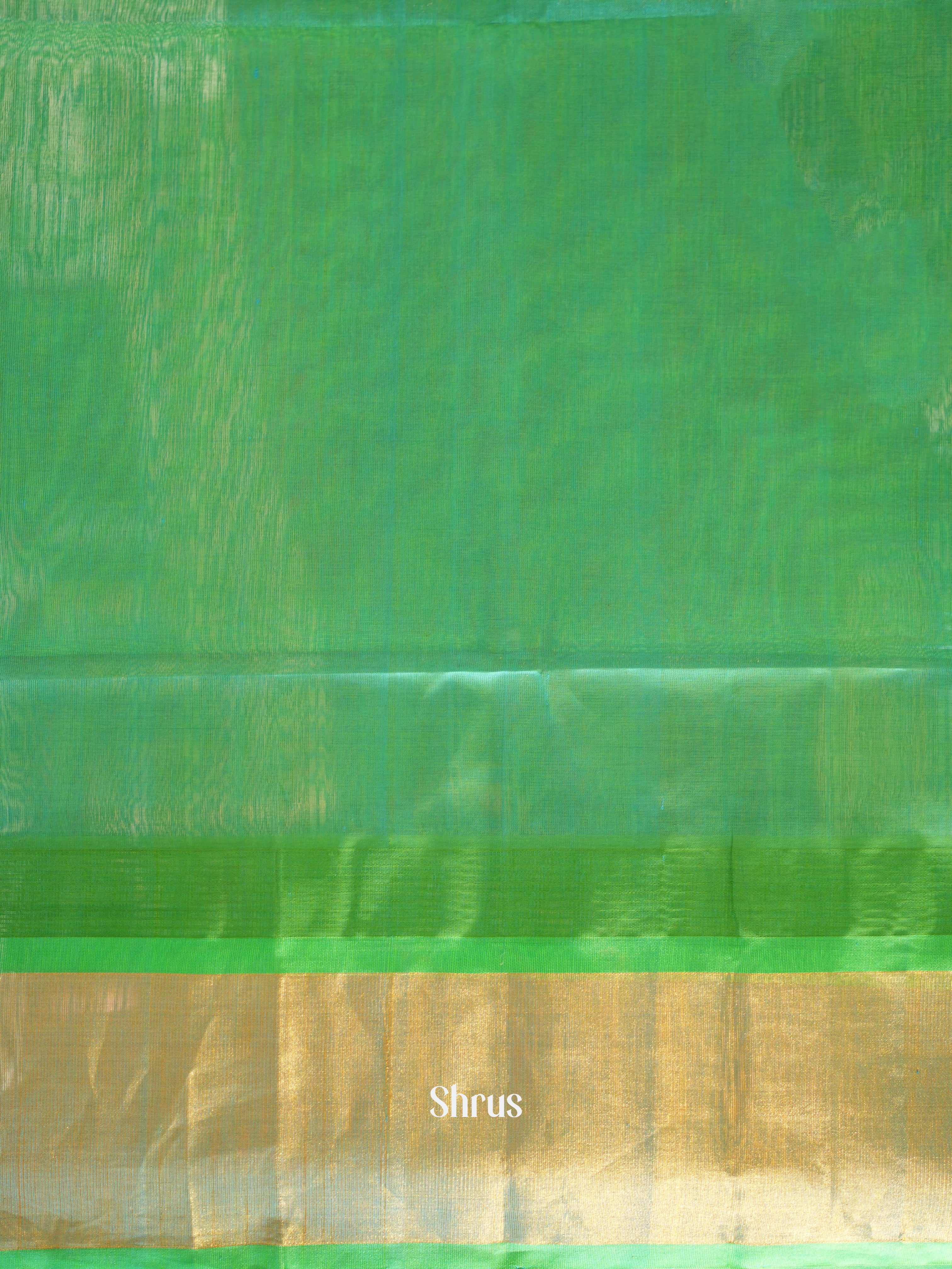 Cream & Green - Silk Cotton Saree - Shop on ShrusEternity.com