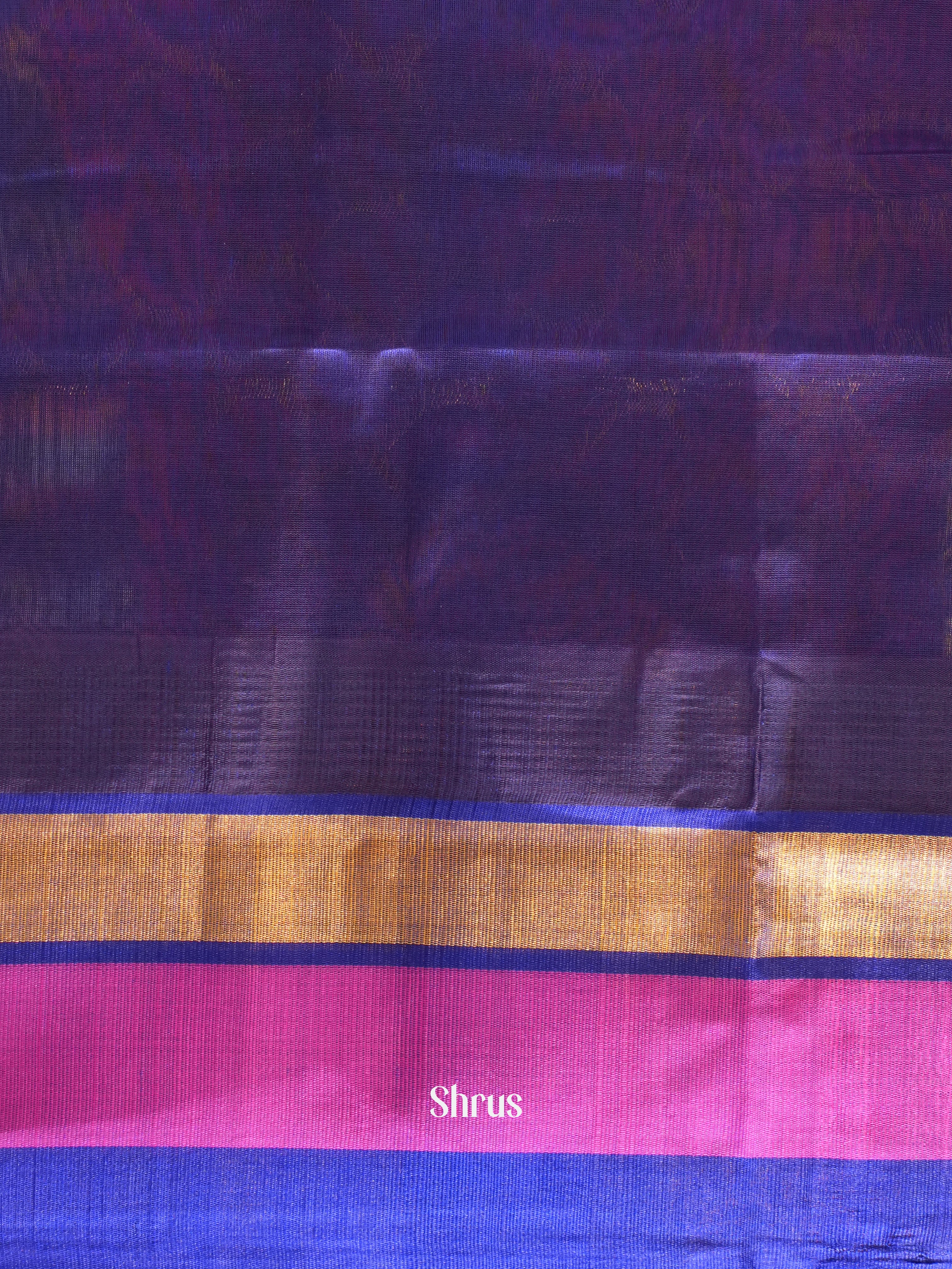 Pink & Blue - Silk Cotton Saree - Shop on ShrusEternity.com