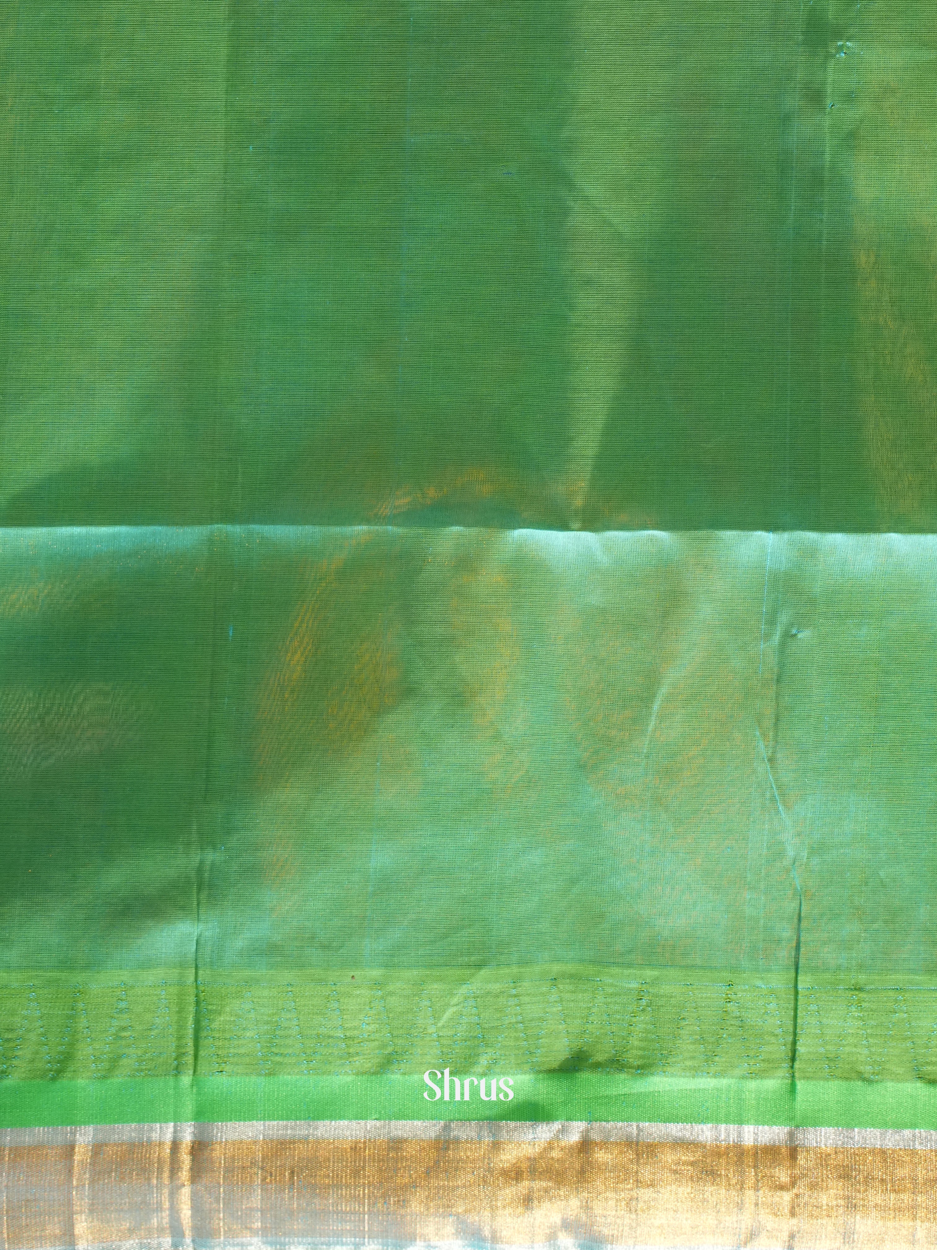 Cream & Green - Silk Cotton Saree - Shop on ShrusEternity.com