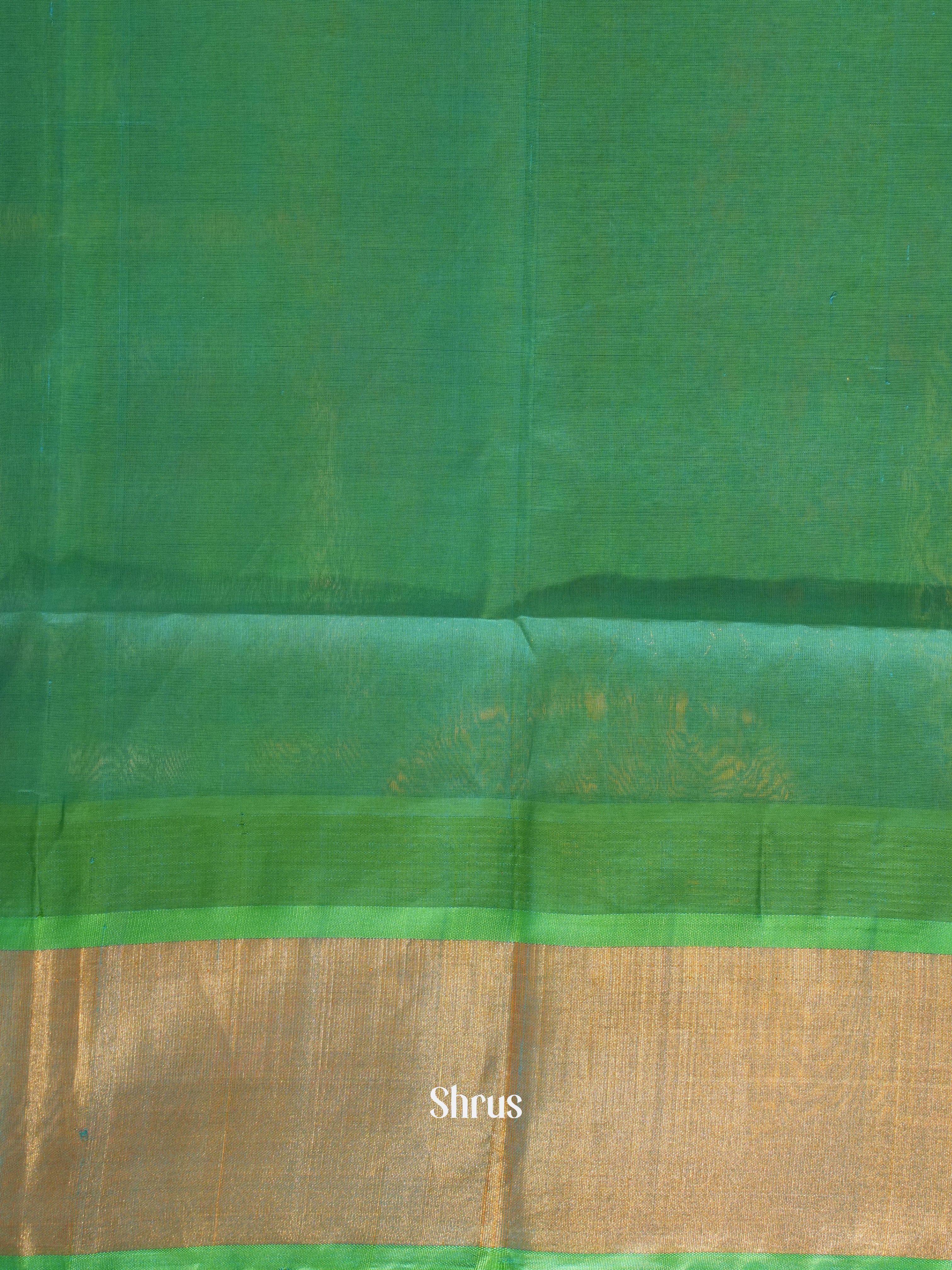 Cream & Green - Silk Cotton Saree - Shop on ShrusEternity.com