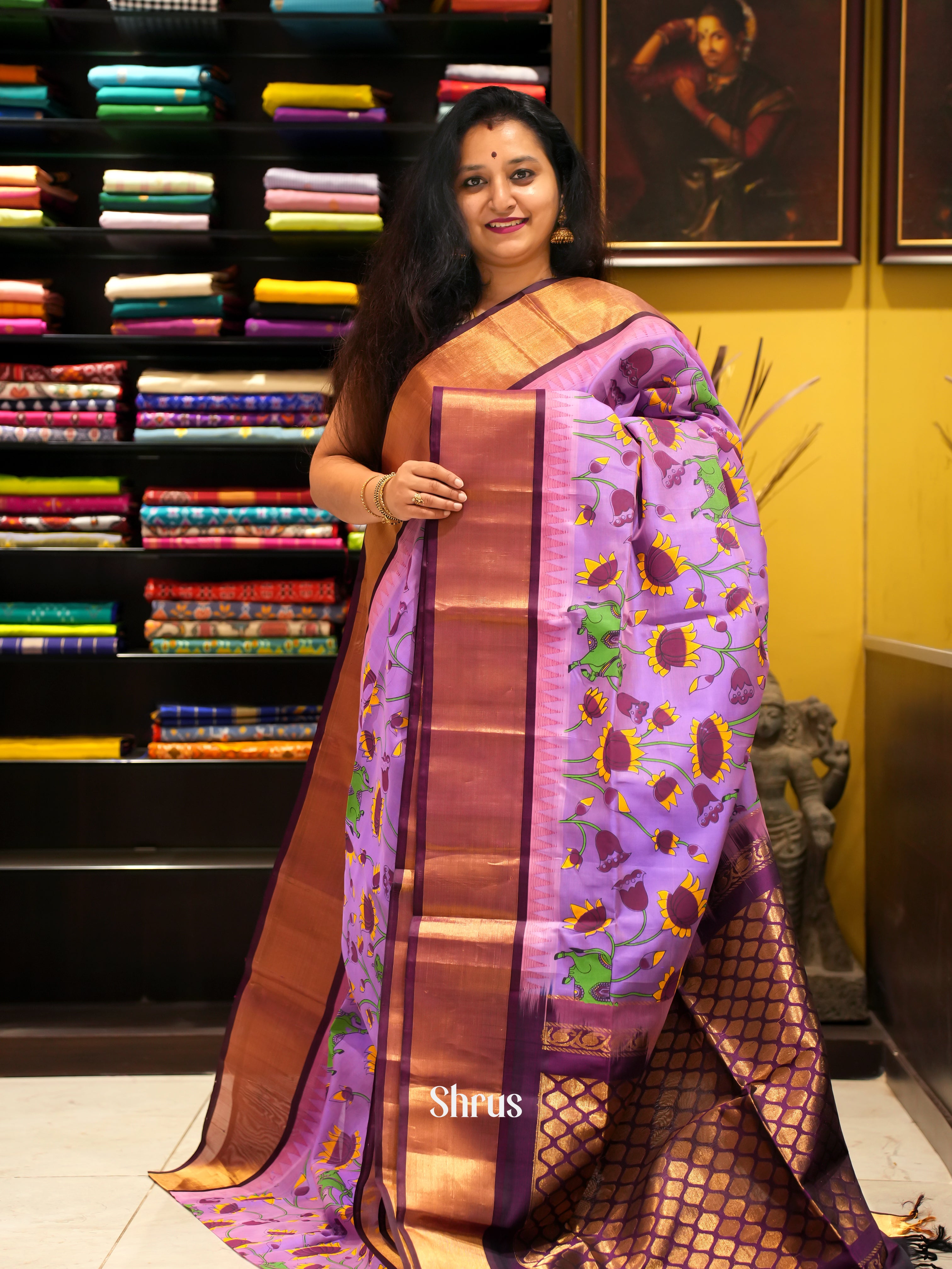 Purple & Violet - Silk Cotton Saree - Shop on ShrusEternity.com