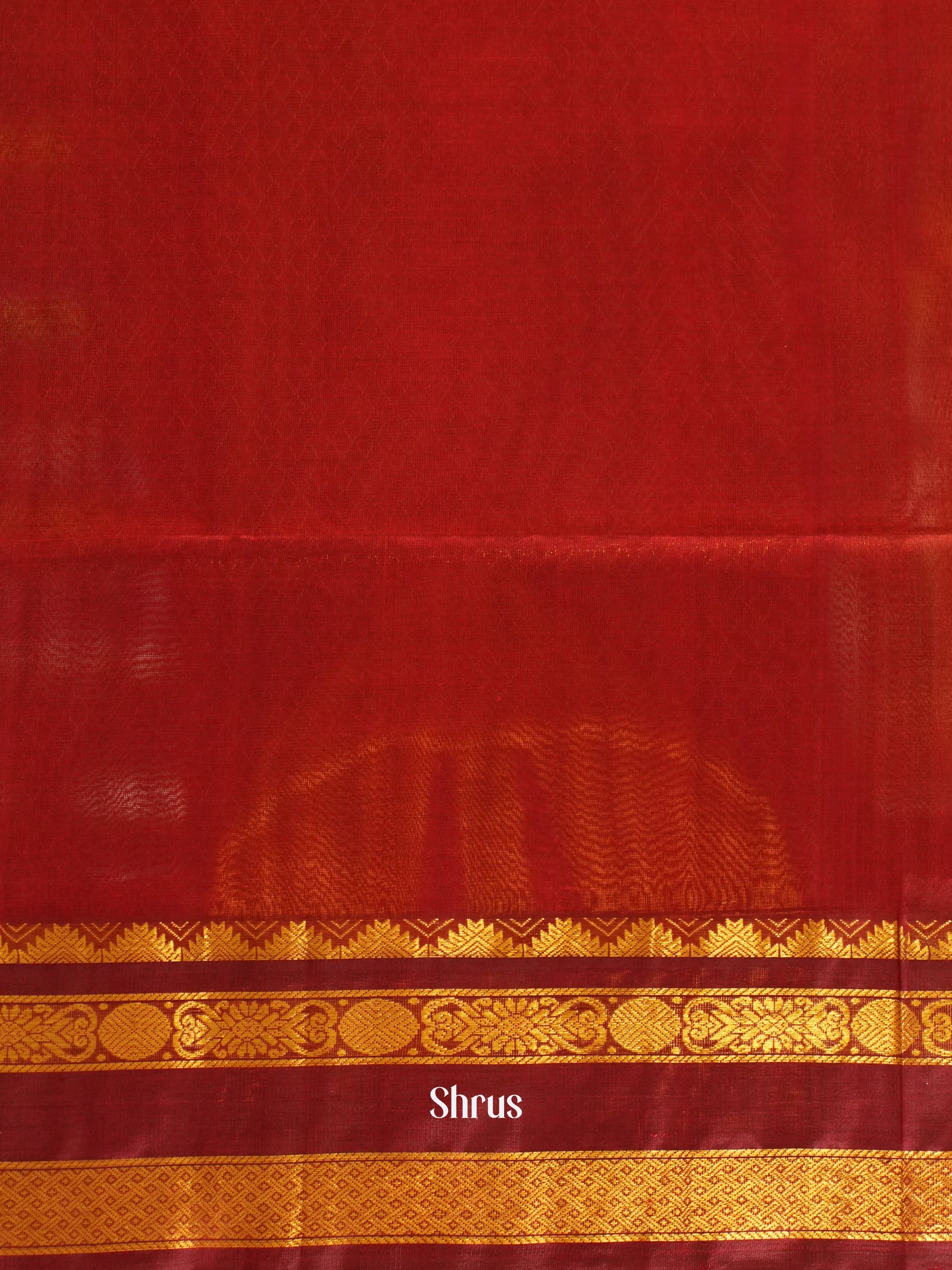 Yellow & Red - Silk Cotton Saree - Shop on ShrusEternity.com