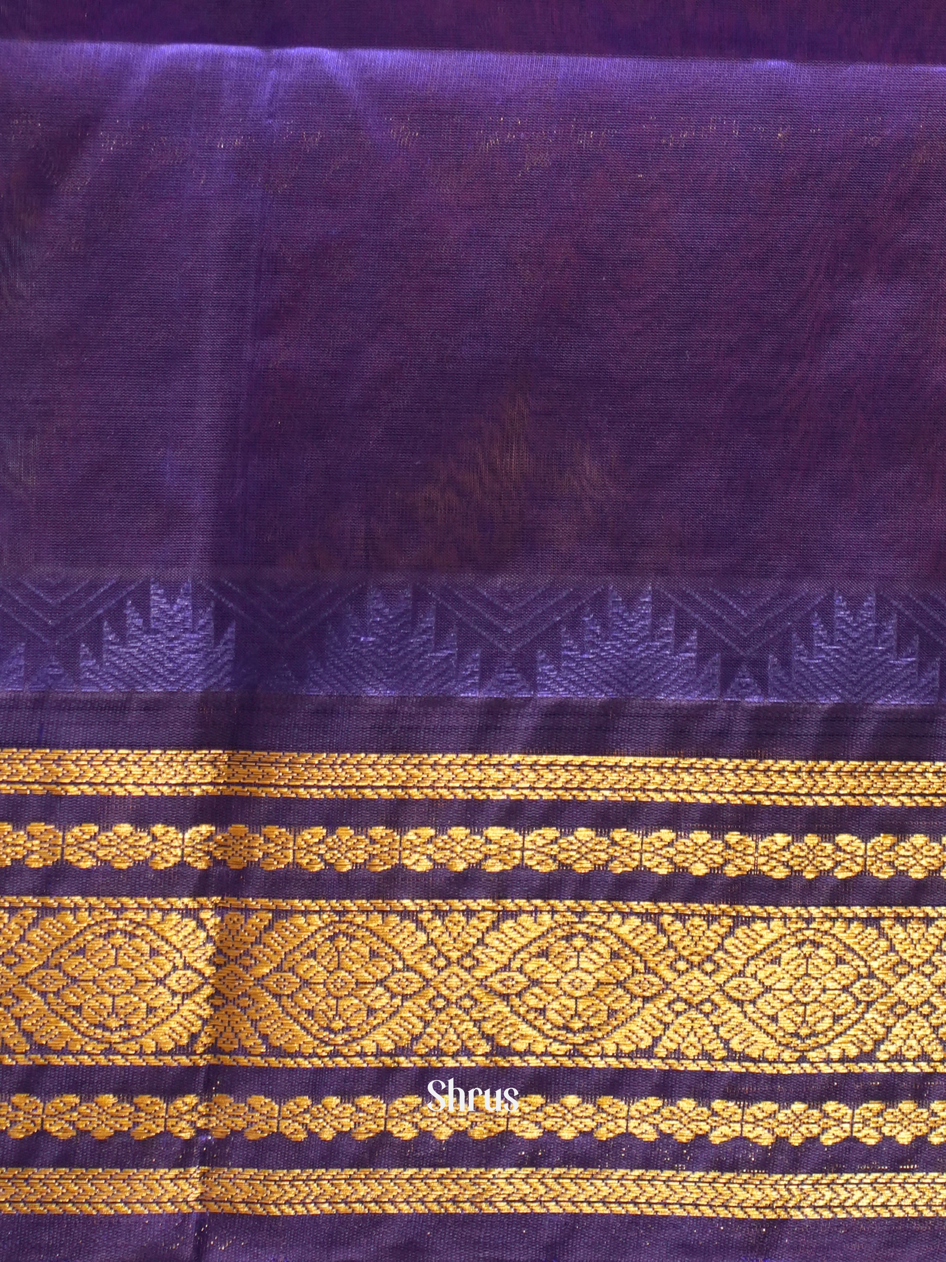 Pink & Blue - Silk Cotton Saree - Shop on ShrusEternity.com