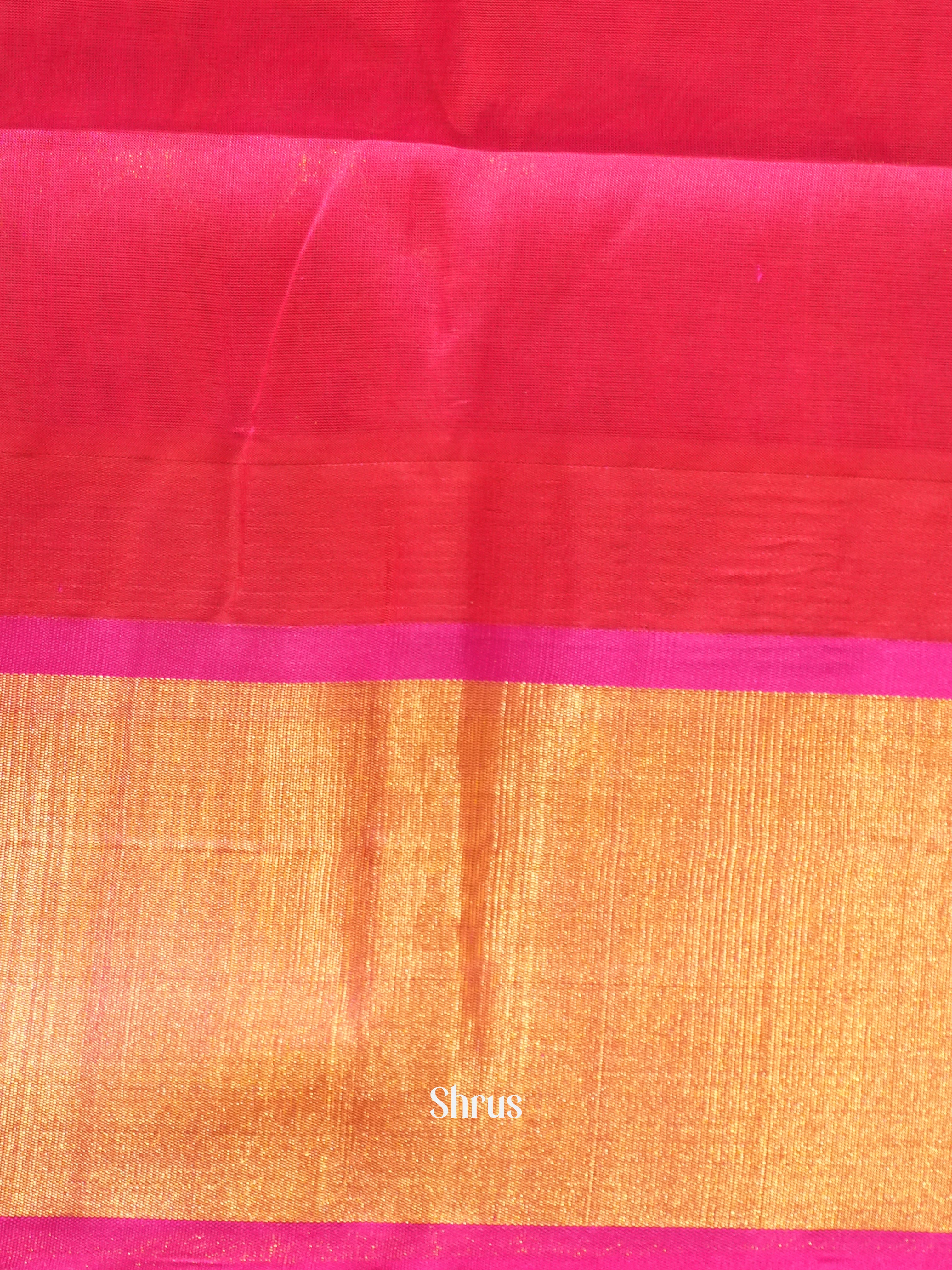 Cream & Pink - Silk Cotton Saree - Shop on ShrusEternity.com