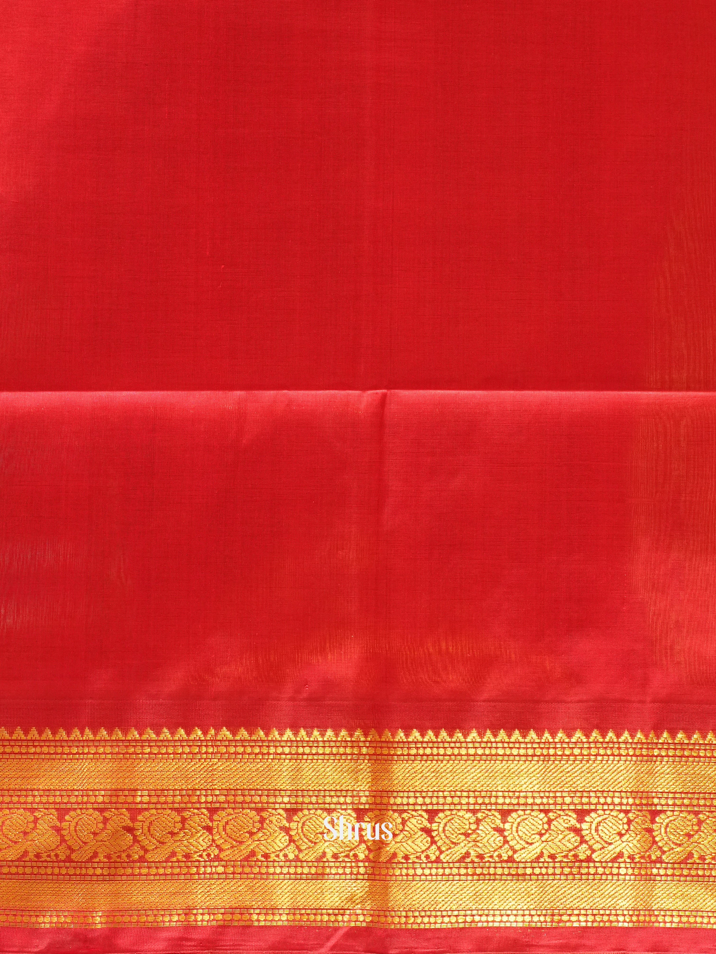 Green & Red - Silk Cotton Saree - Shop on ShrusEternity.com