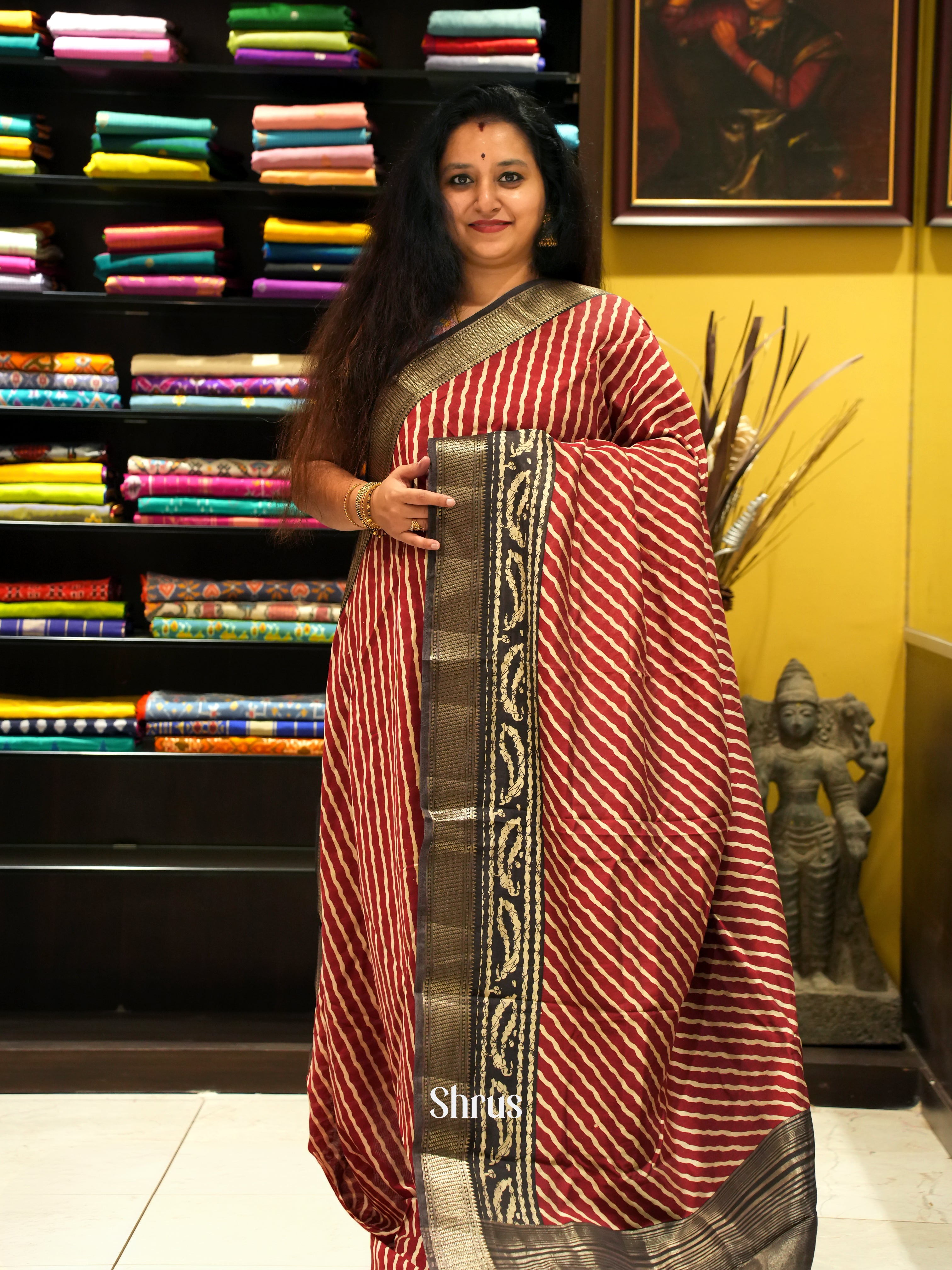 Red & Black- Art Modal Saree - Shop on ShrusEternity.com