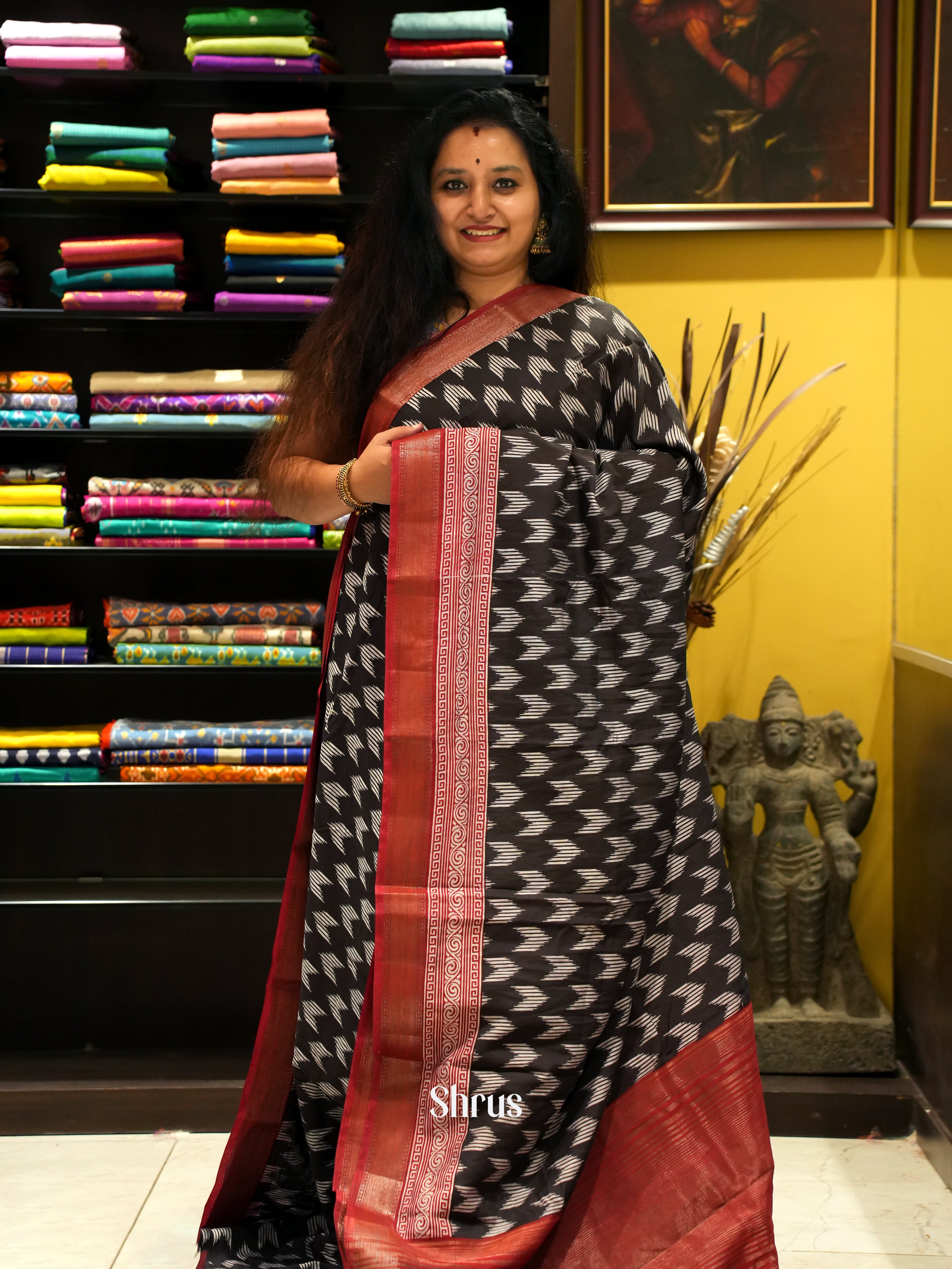 Black & Red - Art Modal Saree - Shop on ShrusEternity.com
