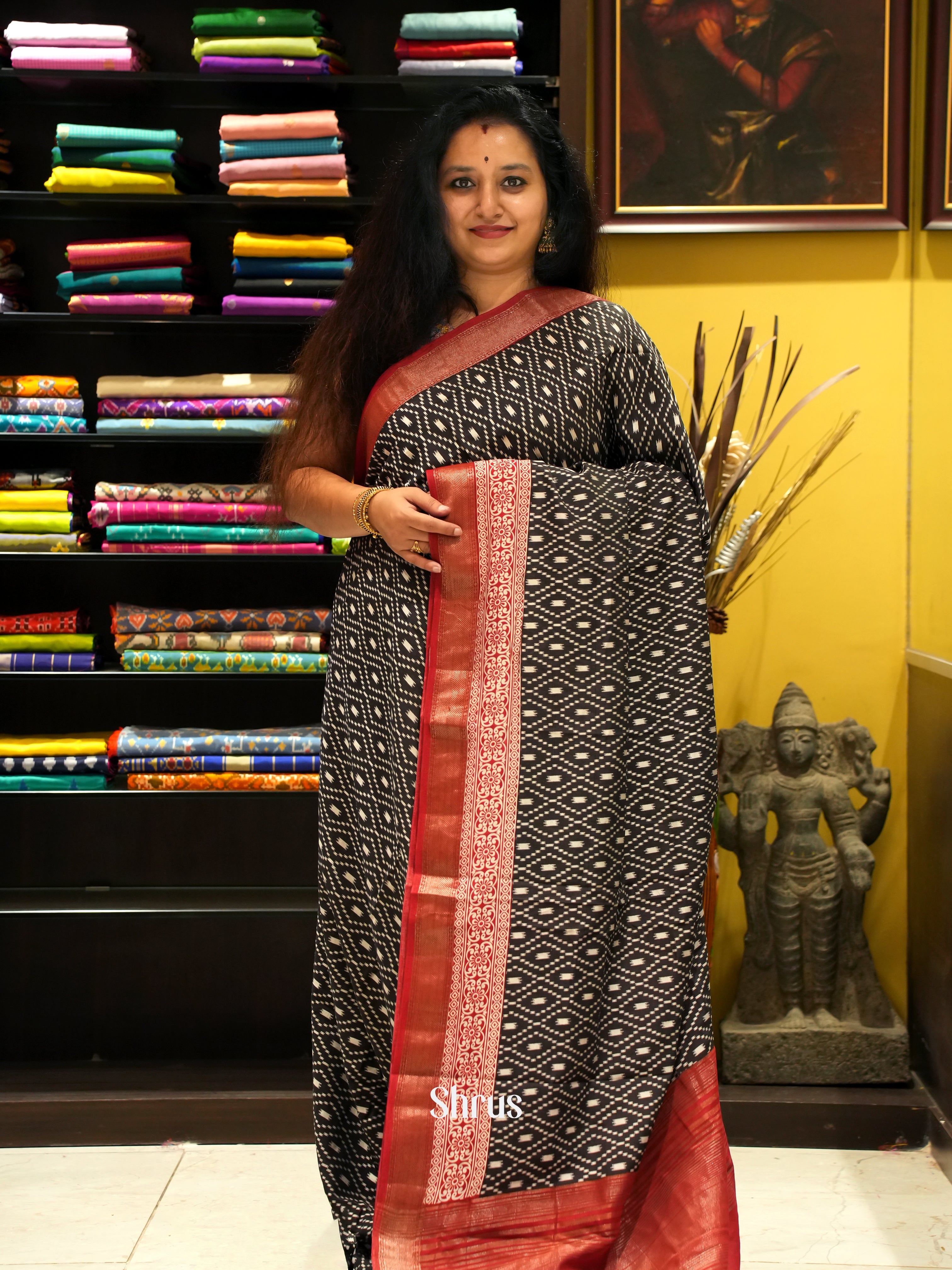 Black & Red - Art Modal Saree - Shop on ShrusEternity.com
