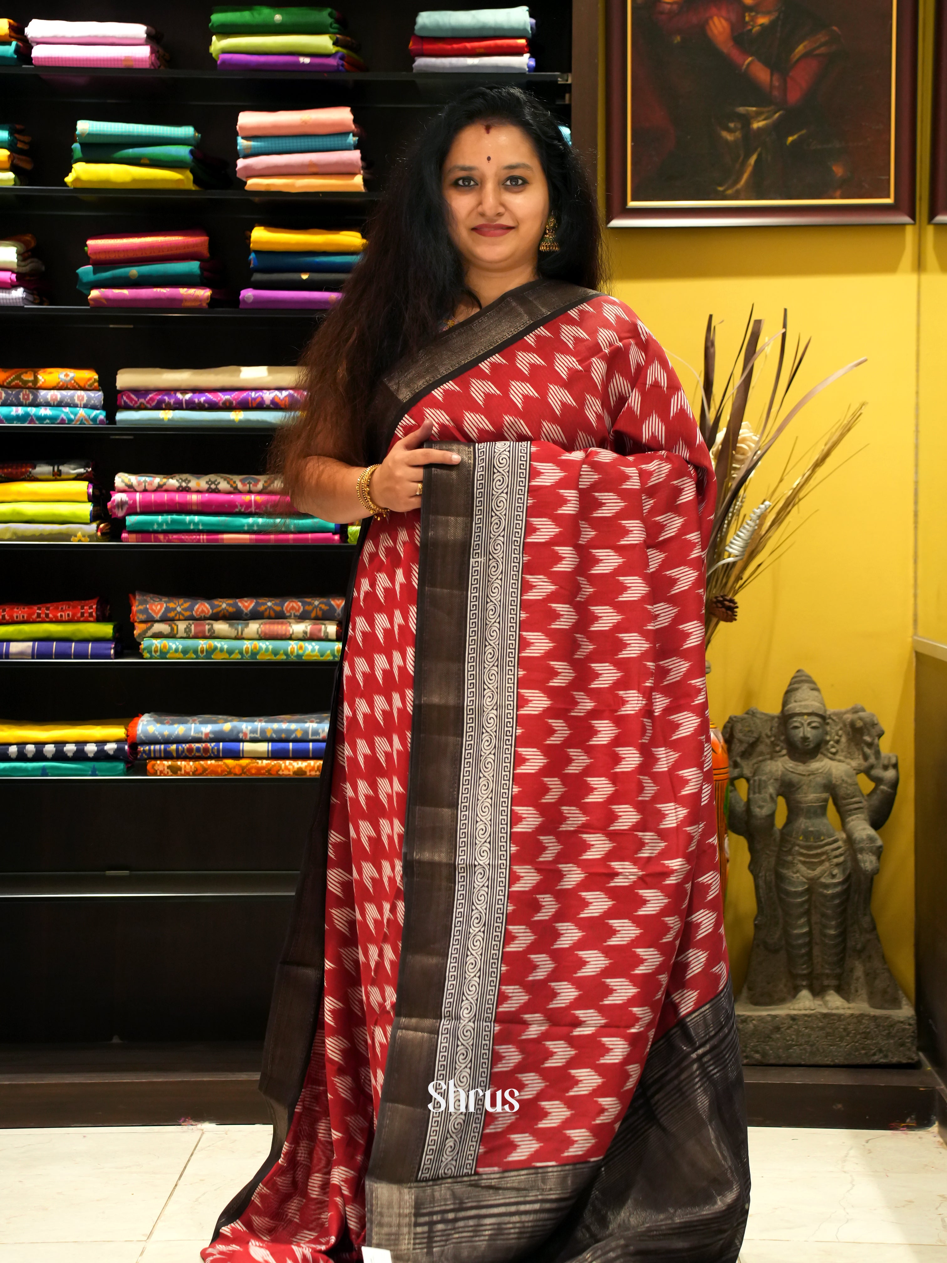 Red & Black - Art Modal Saree - Shop on ShrusEternity.com