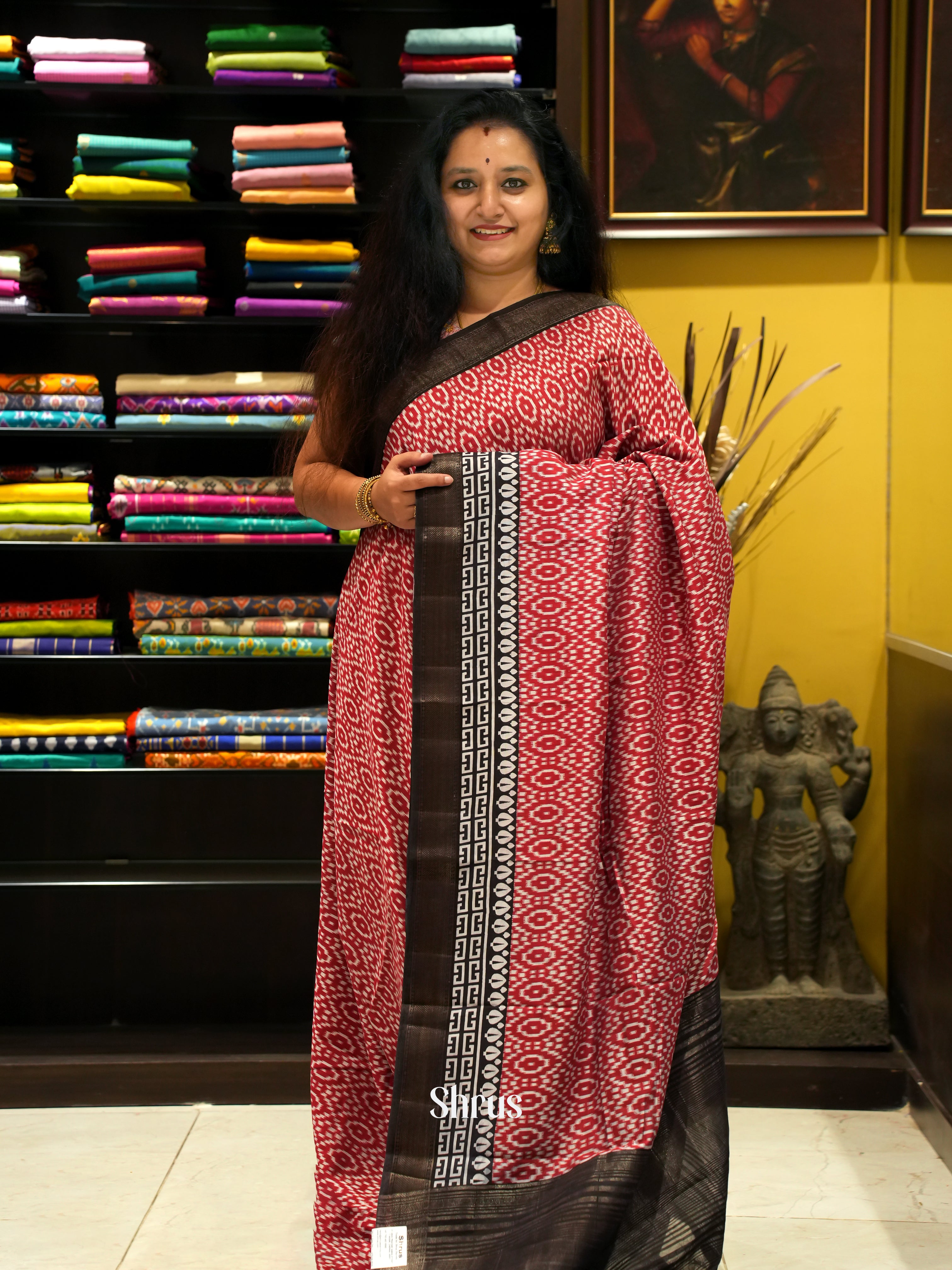 Red & Black - Art Modal Saree - Shop on ShrusEternity.com