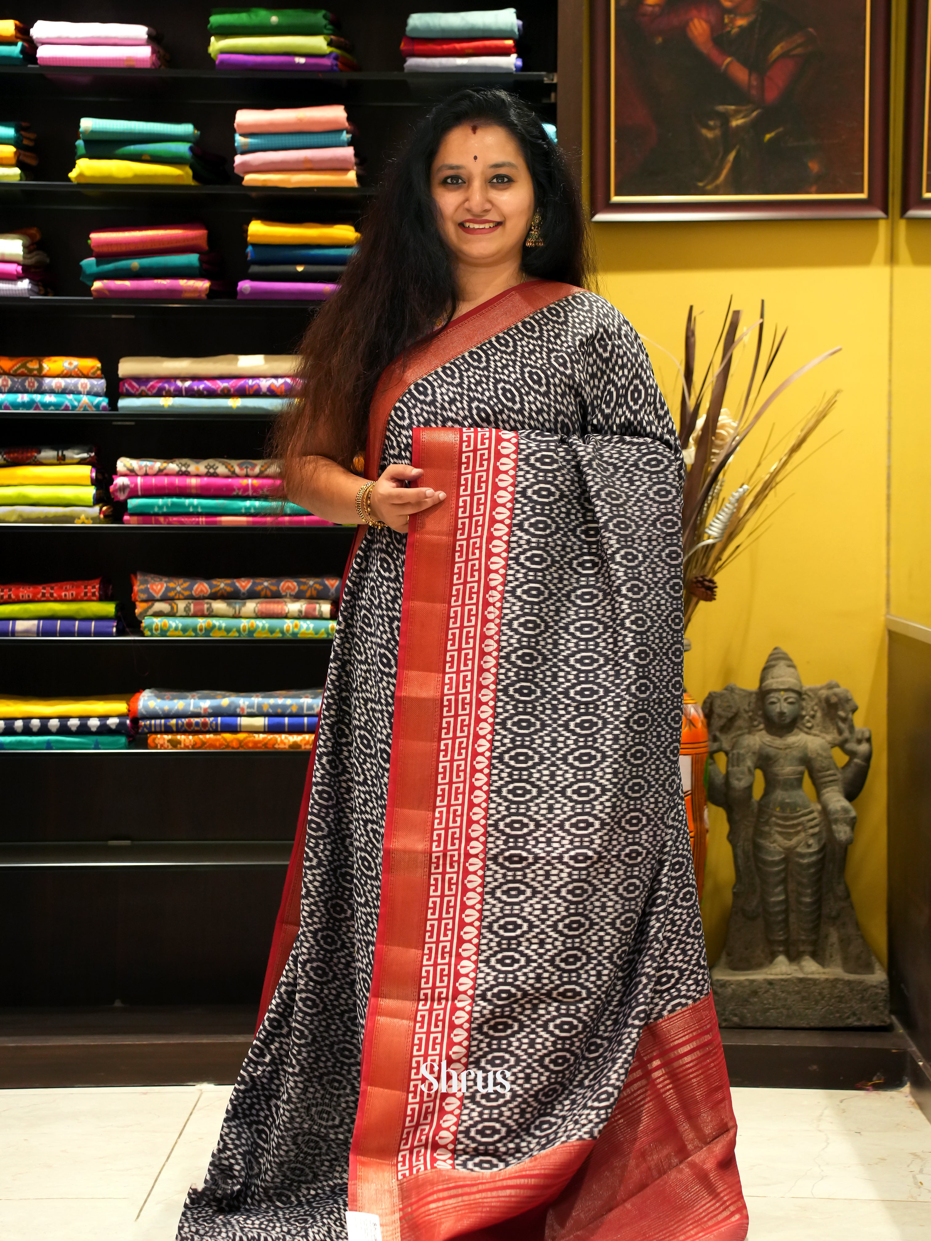 Black & Red - Art Modal Saree - Shop on ShrusEternity.com