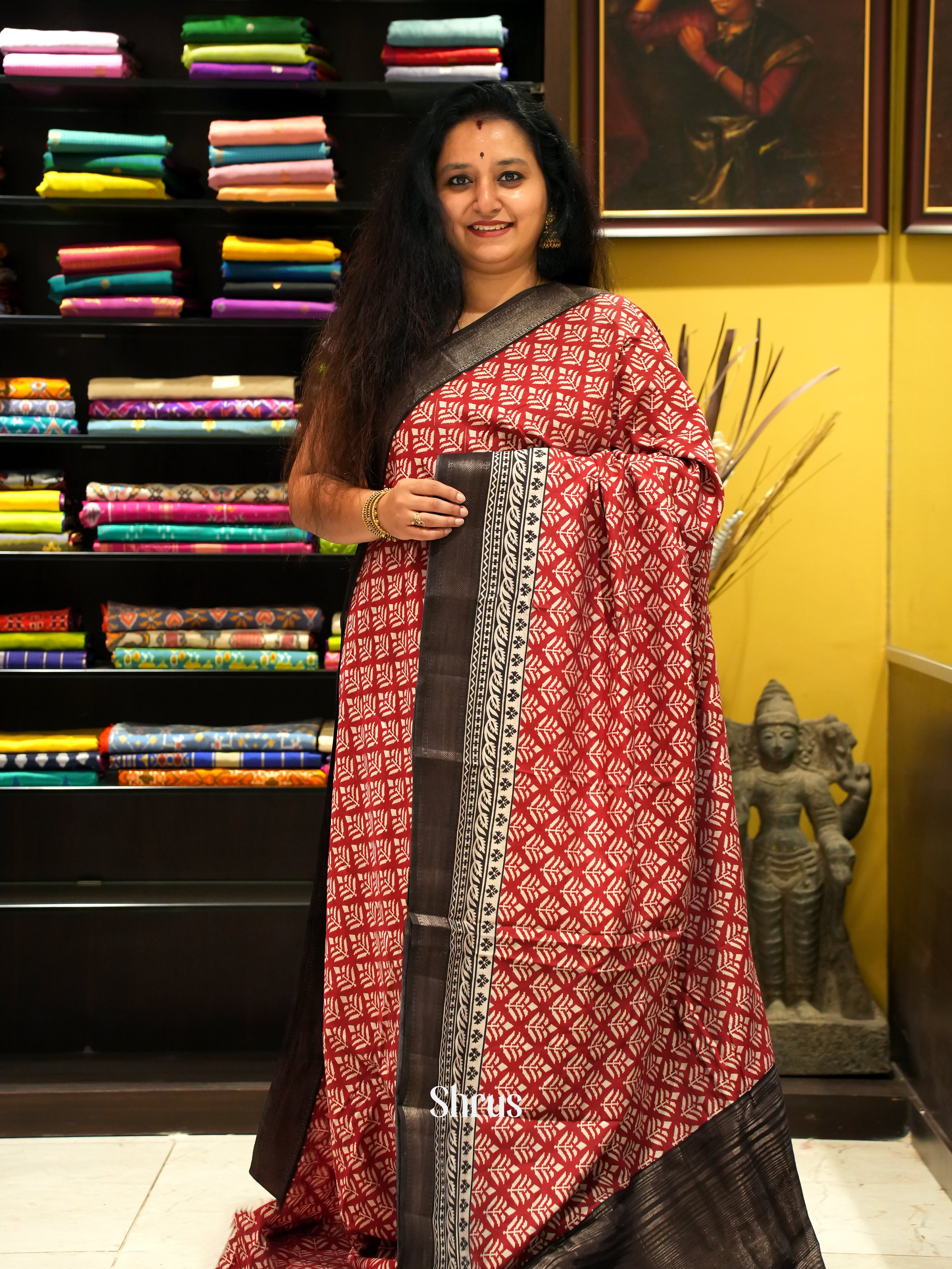 Red & Black - Art Modal Saree - Shop on ShrusEternity.com