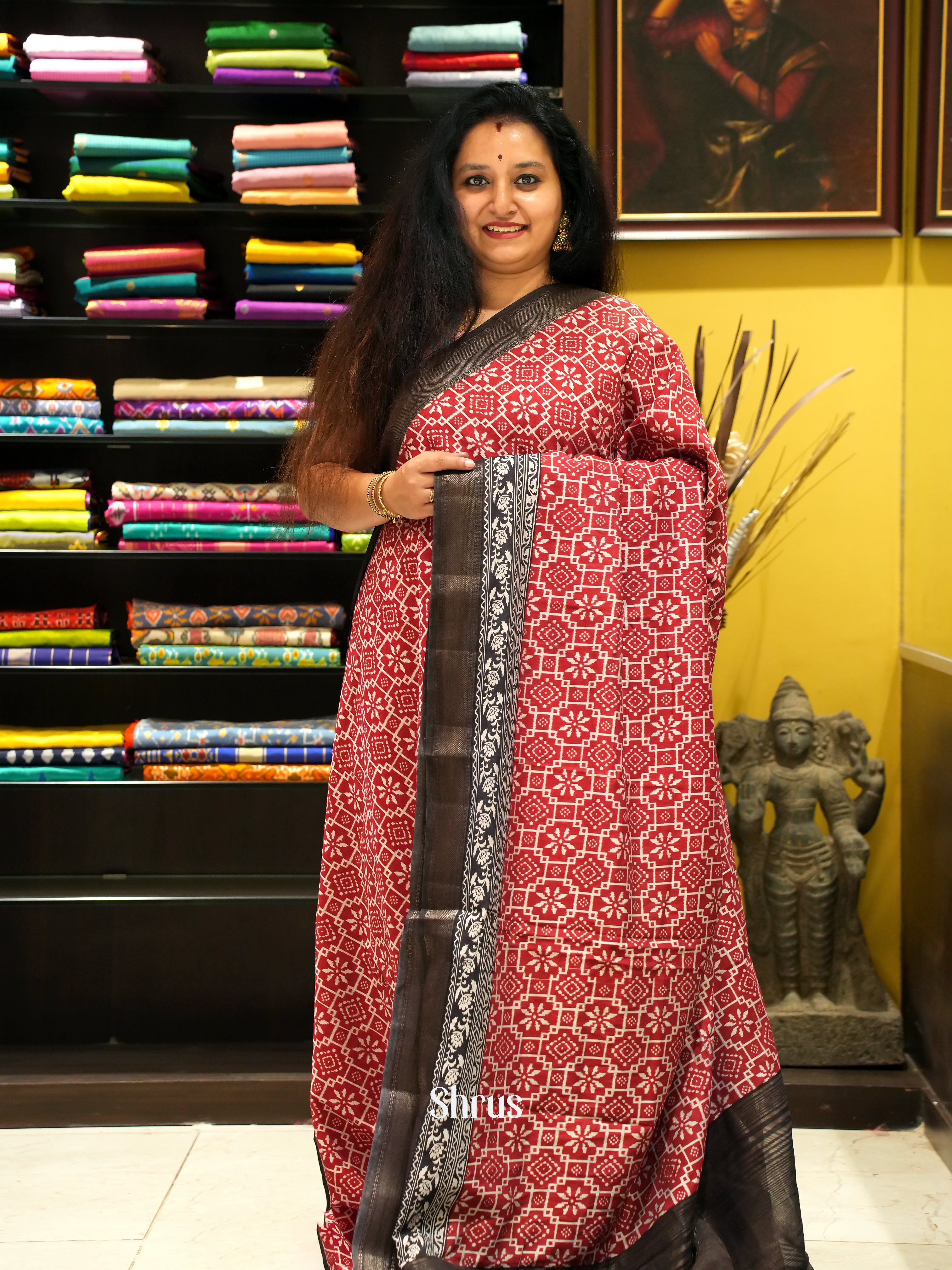 Red & Black - Art Modal Saree - Shop on ShrusEternity.com