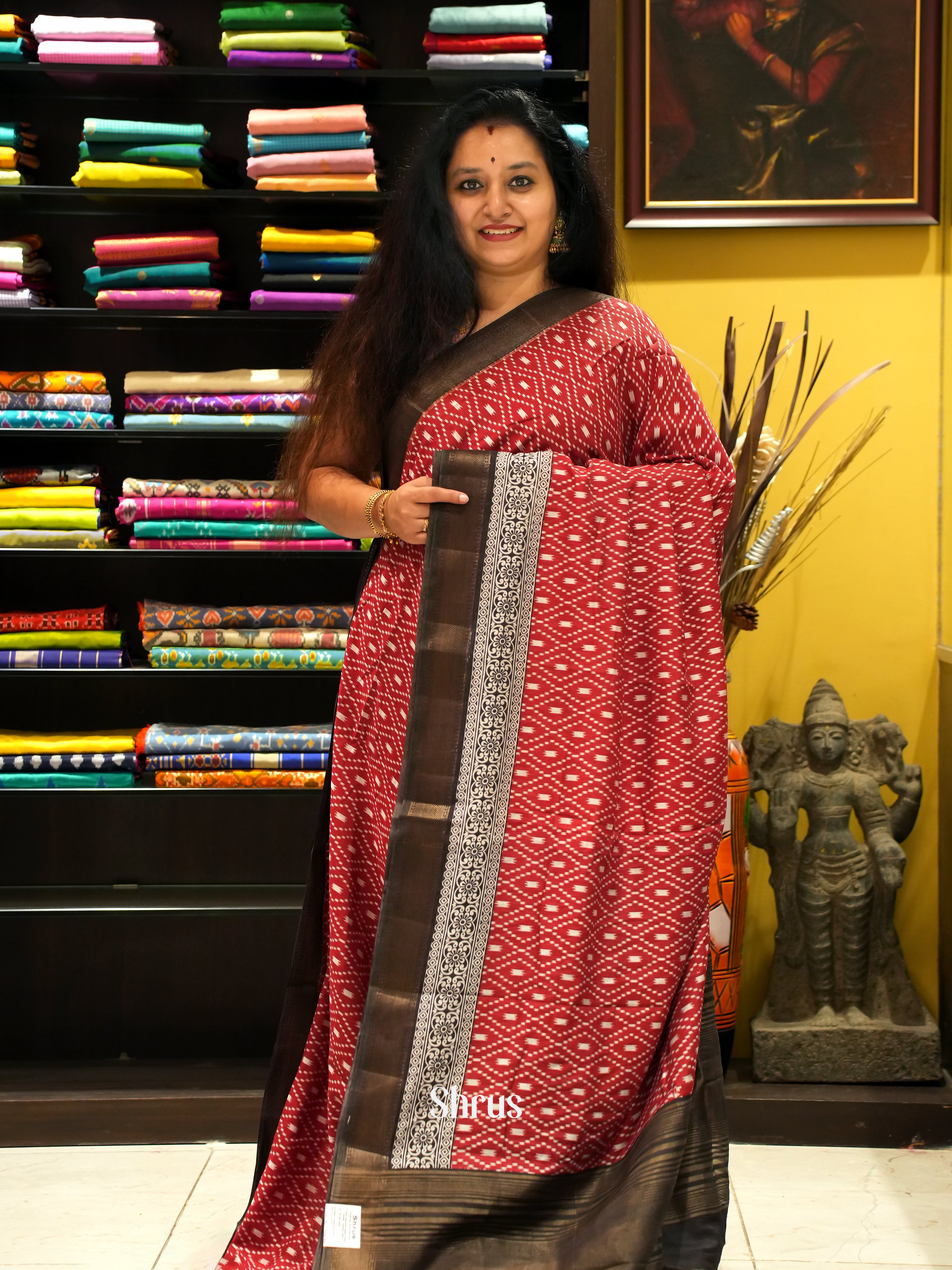 Red & Black - Art Modal Saree - Shop on ShrusEternity.com