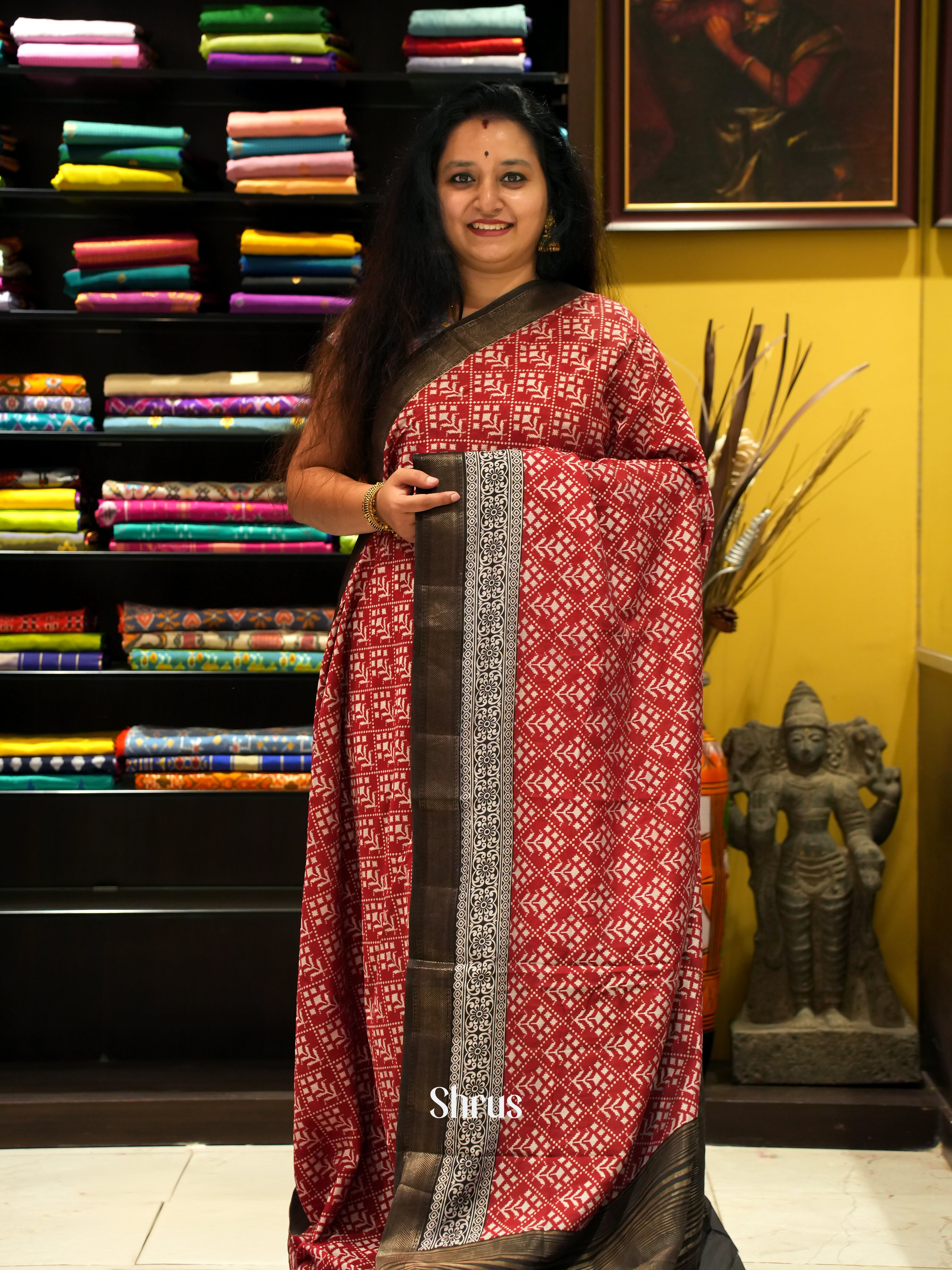 Red & Black - Art Modal Saree - Shop on ShrusEternity.com