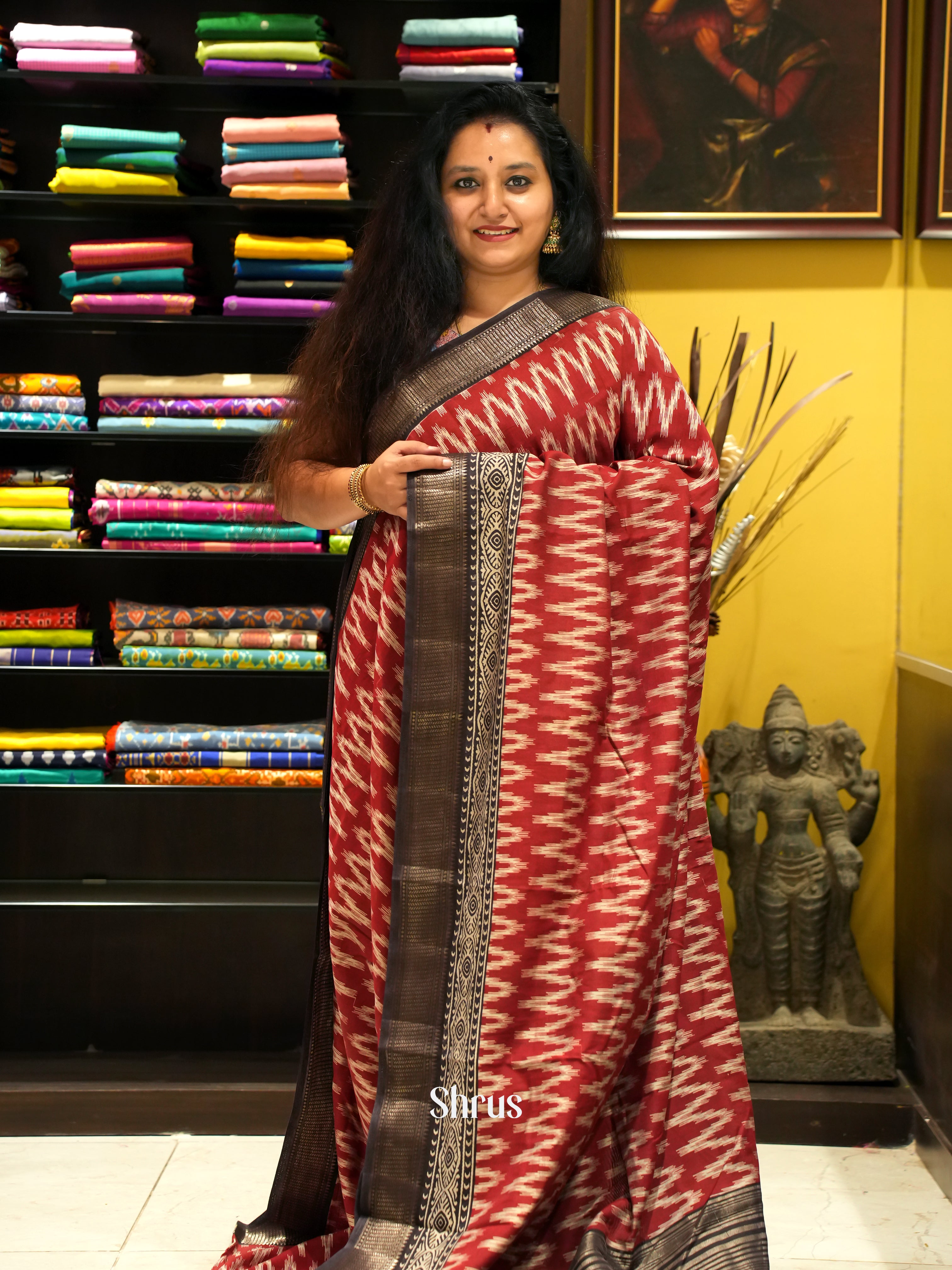 Red & Black - Art Modal Saree - Shop on ShrusEternity.com