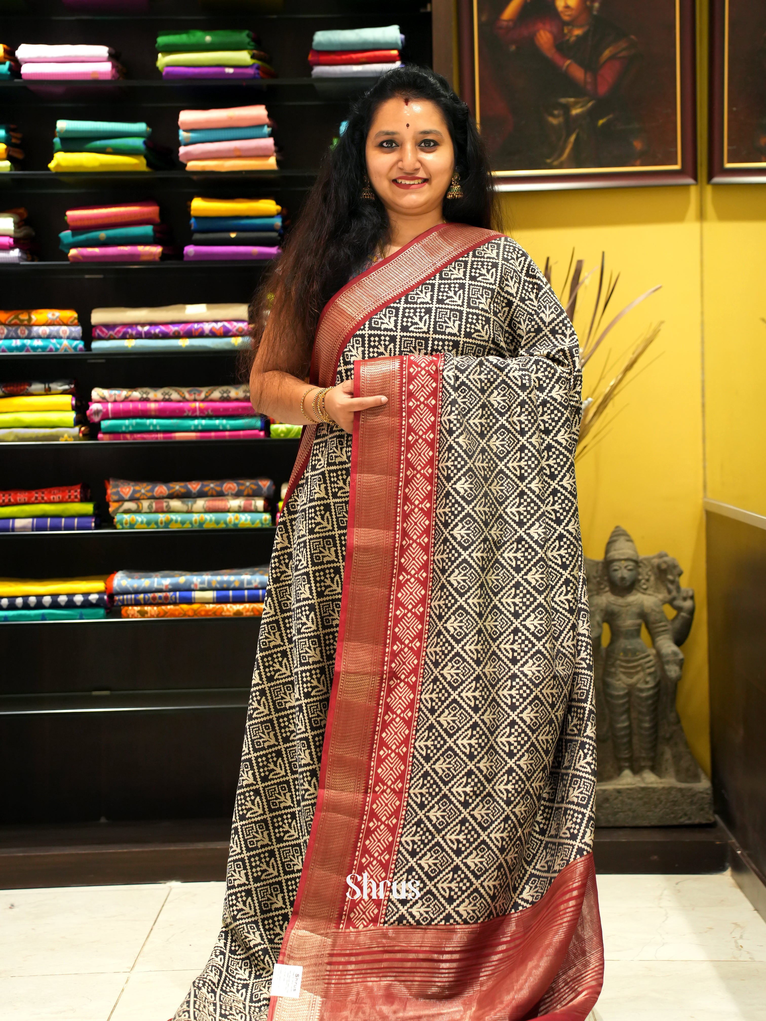 Black & Red - Art Modal Saree - Shop on ShrusEternity.com