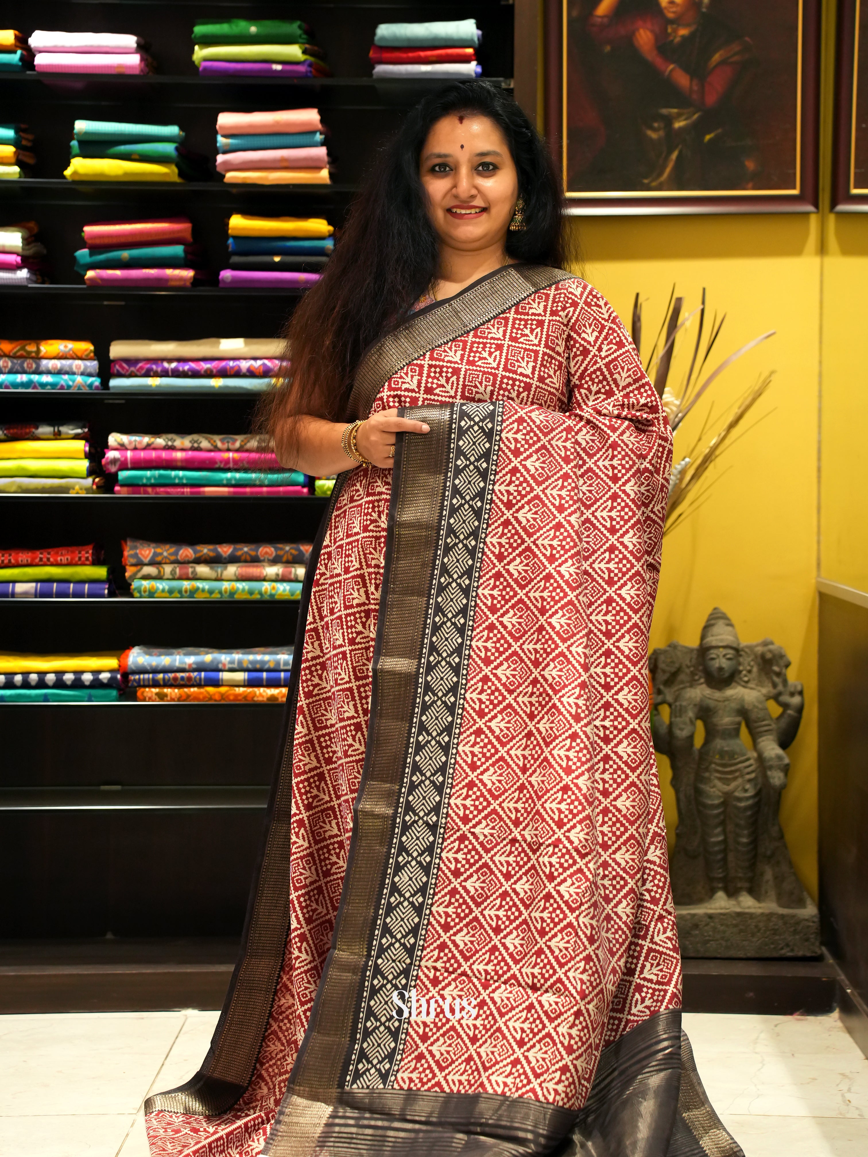 Red & Black - Art Modal Saree - Shop on ShrusEternity.com