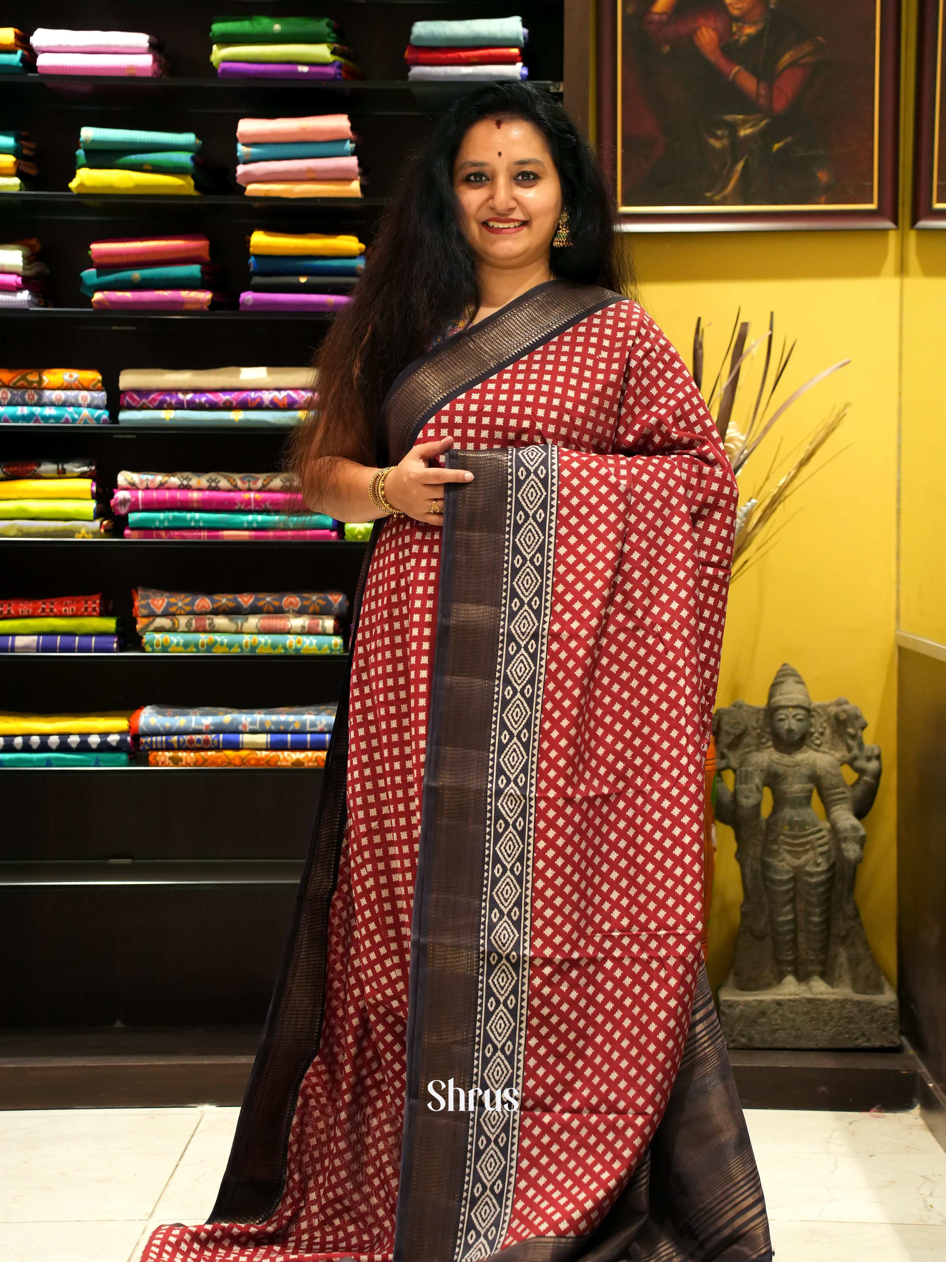 Red & Black - Art Modal Saree - Shop on ShrusEternity.com