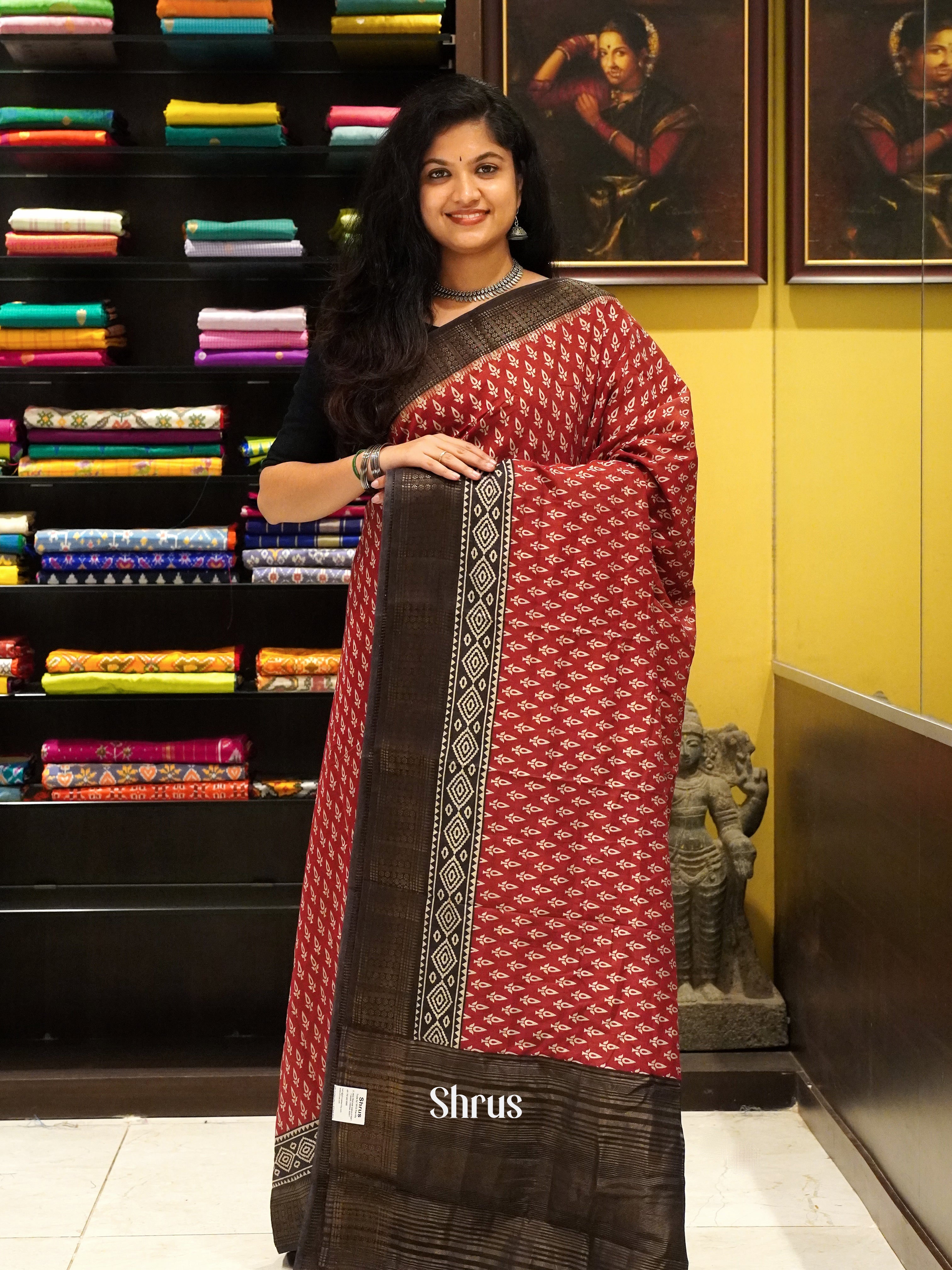 Red & Black - Art Modal Saree - Shop on ShrusEternity.com