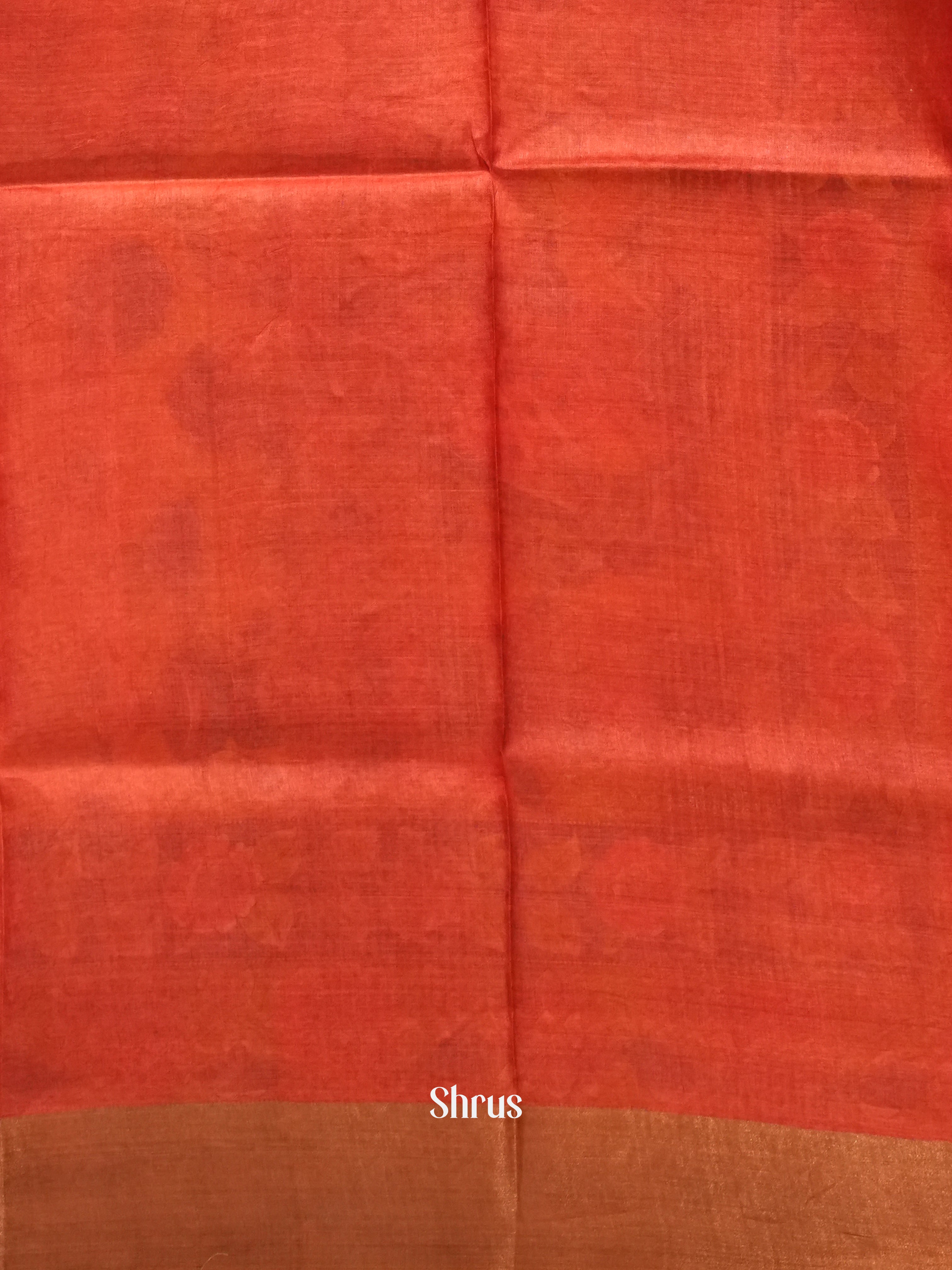 Mustard & Red - Tussar Saree - Shop on ShrusEternity.com